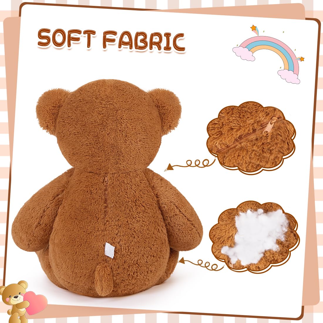 Yeqivo 47" Giant Teddy Bear Plush, 4FT Big Brown Stuffed Animal, Cuddly Soft Chocolate Teddy Bear Gifts for Girlfriend Kids, Baby Shower Decor for Valentines Christmas Birthday