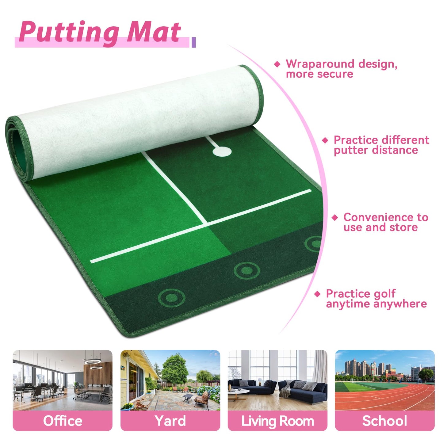Liberry Toddler Golf Set with Putting Mat for 2 3 4 Years Old Boys Girls, Upgraded Kids Golf Cart with Unique Shoulder Strap Design, Indoor and Outdoor Golf Toys Gifts (Pink)