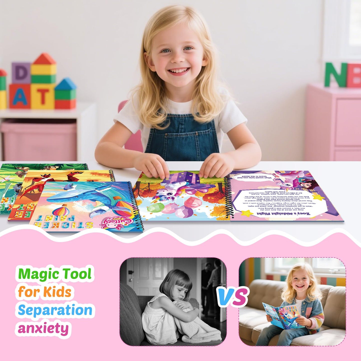 4Pcs Paint by Number Sticker Book for Kids Ages 4-8 | Travel Sticker Activity Books with Stories for Girls | Screen-Free Airplane & Car Toy, Educational Puzzle Easter Craft Gift for Toddlers 3-12