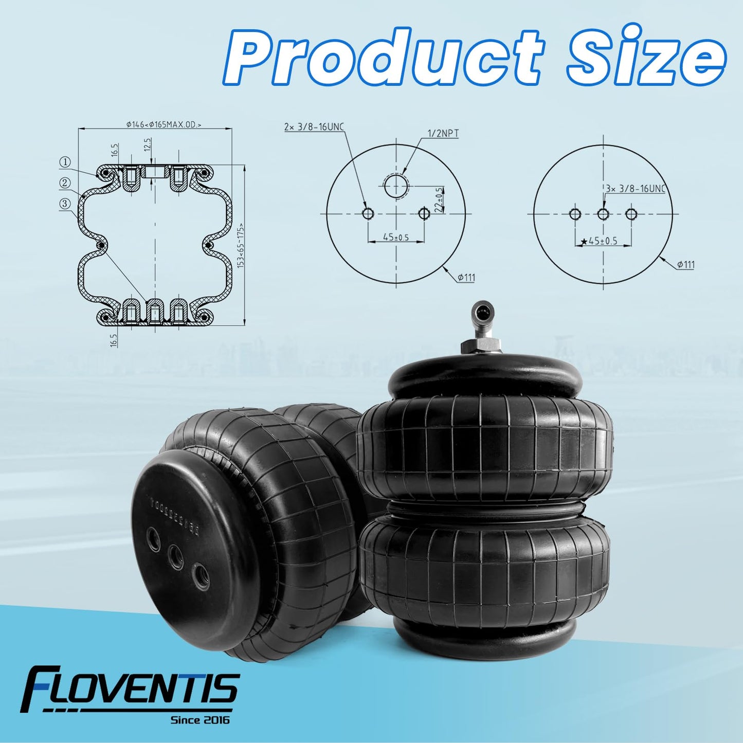 FLOVENTIS 2PCS Air Spring Bags Suspension Kit for 1999-2004 Ford F-250 and F-250 Super Duty Pickups 3/4 ton with 8 Lugs Trucks Rear Helper Bag Spring Towing 5000 lbs (7X1244)