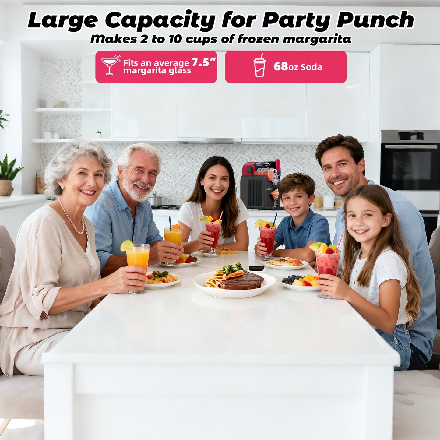 AAOBOSI Slushie Machine for Home, Frozen Drink Machine with Cookbook, Margarita Machine with 6 Presets Programs, No Ice Needed, Auto Cleaning, Slushy Maker for Frozen Margaritas, Cocktails, Frappés