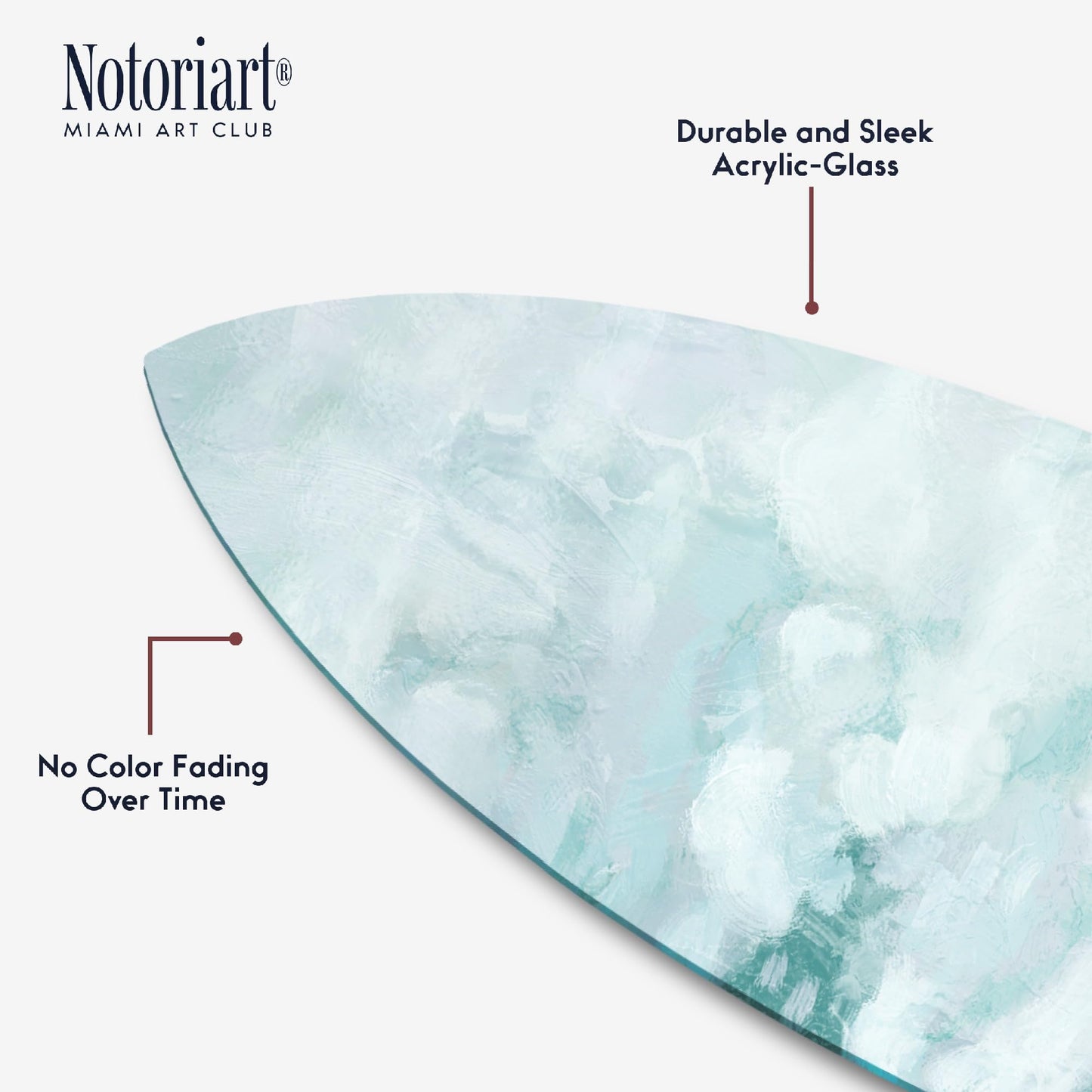 Notoriart Greek Vacation Surfboard Acrylic Wall Art Die-Cut Coastal Modern High-Gloss Home Decor, 15" x 60"