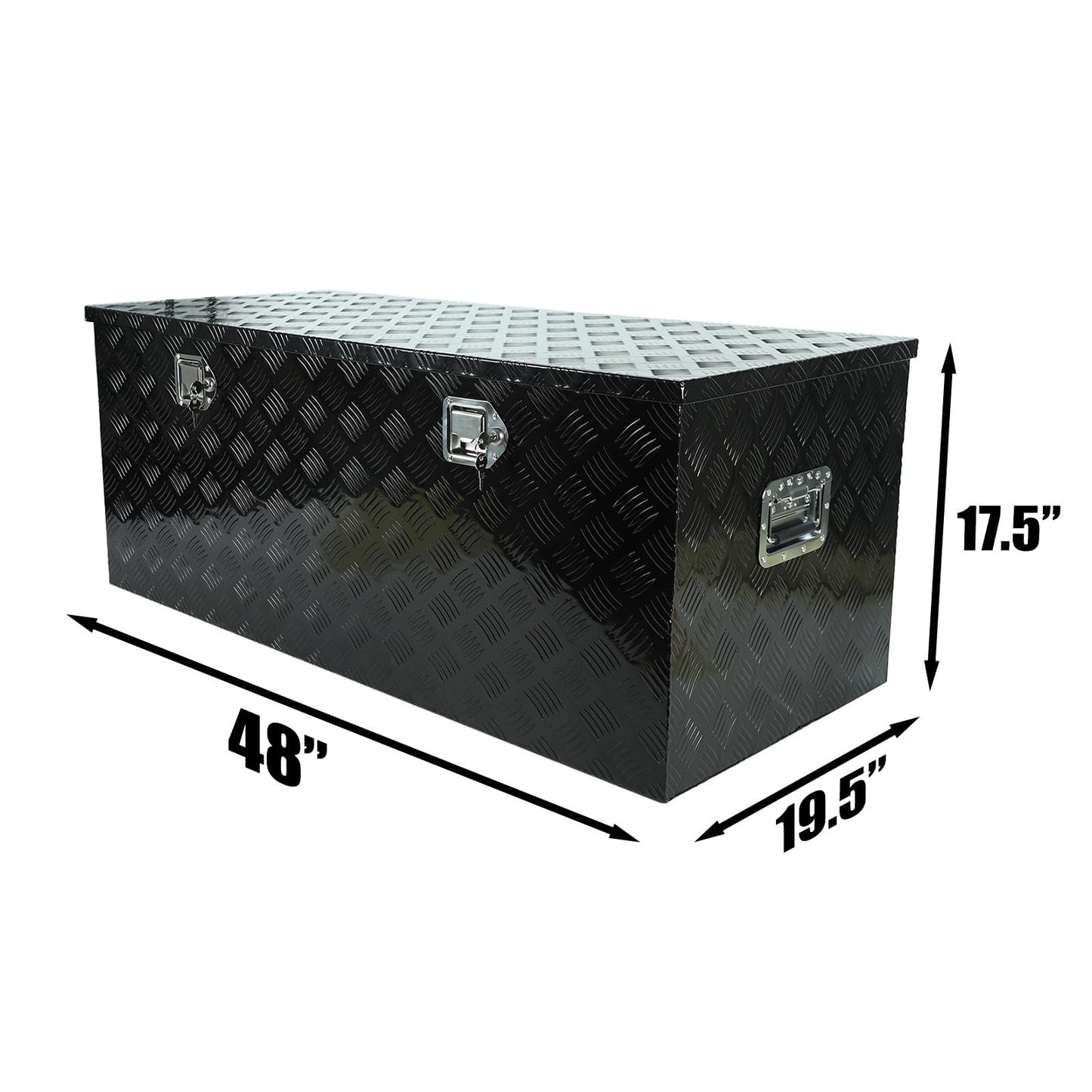 acylph 48"(L) x 19.5"(W) x 17.5"(H) Pickup Truck Bed Tool Box，Truck Tool Box for Bed of Truck,Aluminum Stripes Toolbox for Truck RV Tralier,Chrome Latch,Waterproof，Black Surface