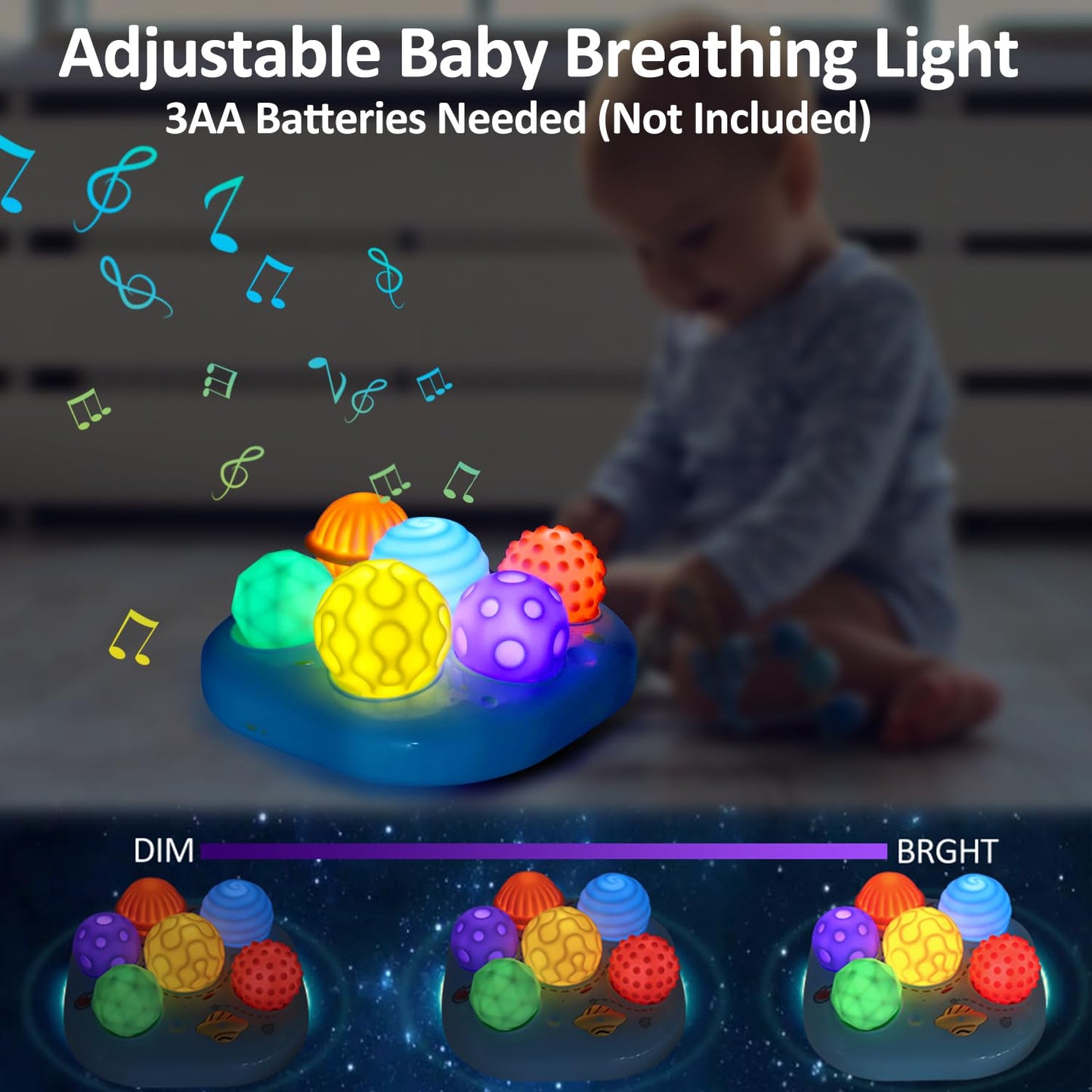 Baby Sensory Balls Toys 6-12 12-18 Months Toddlers 1-3, Infant Musical Light Up Learning 3-6 7 8 9 Months, Textured Soft Ball Sleep Tummy Time Motor Skills Montessori 1 2 3 Year Old Boy Girl Gift