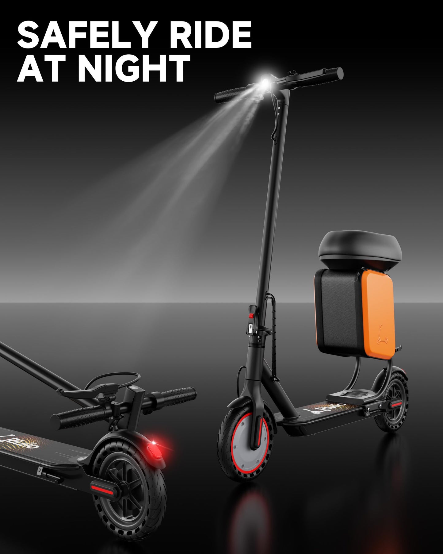 Electric Scooter with Seat for Adults and Teens, 19MPH & 15-Mile Range, 350W Motor, 8.5" Solid Tires with App Control & Dual Brake System - Foldable Commuter E-Scooter with Storage Bag