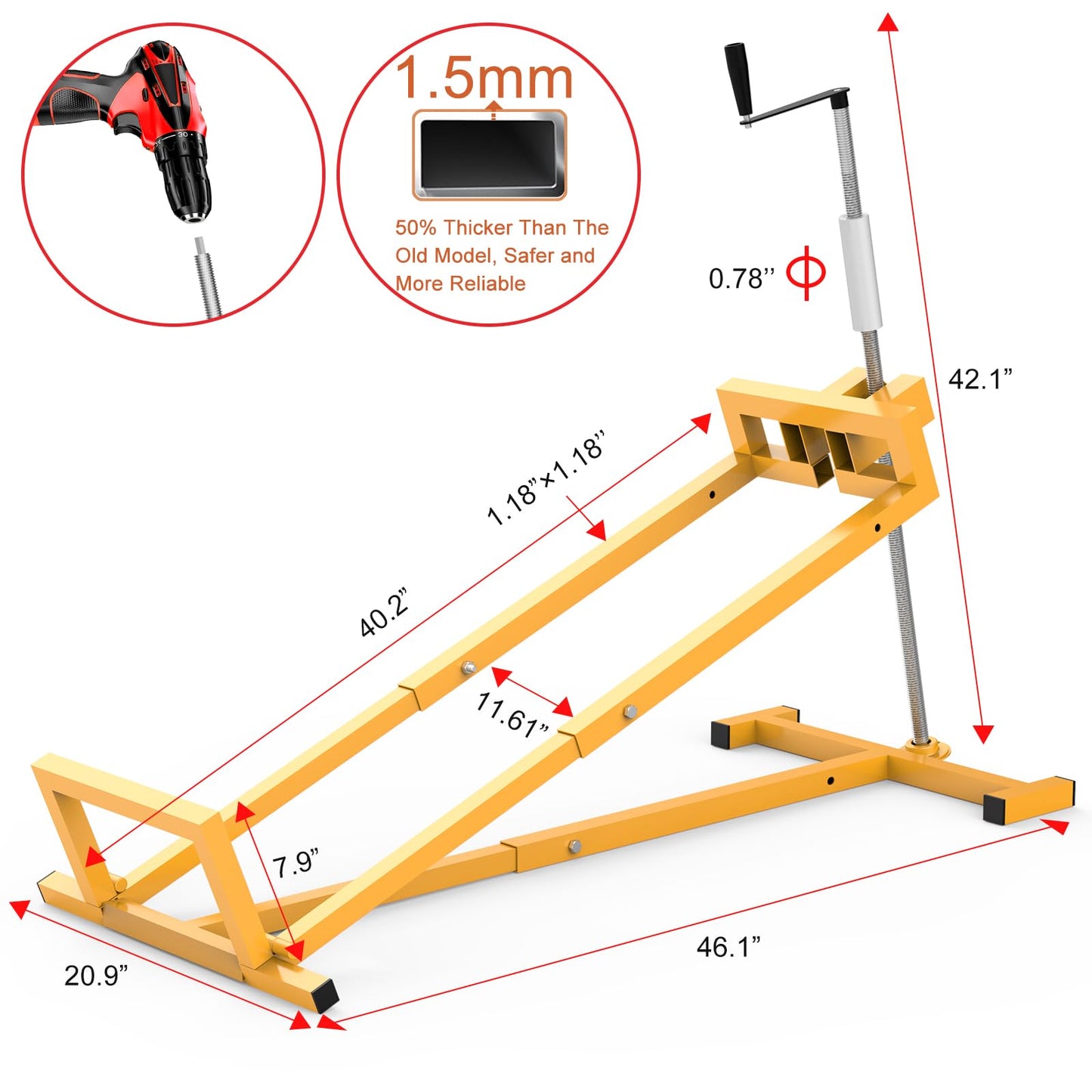 1200LBS Heavy-Duty Lawn Tractor Lift & Riding Mower Lift Jack, 3 Mins Quick Setup, Steel Frame Lawn Mowers & Lawn Mower Lift with Rotating Sleeve & Manual and Power Tool Handle