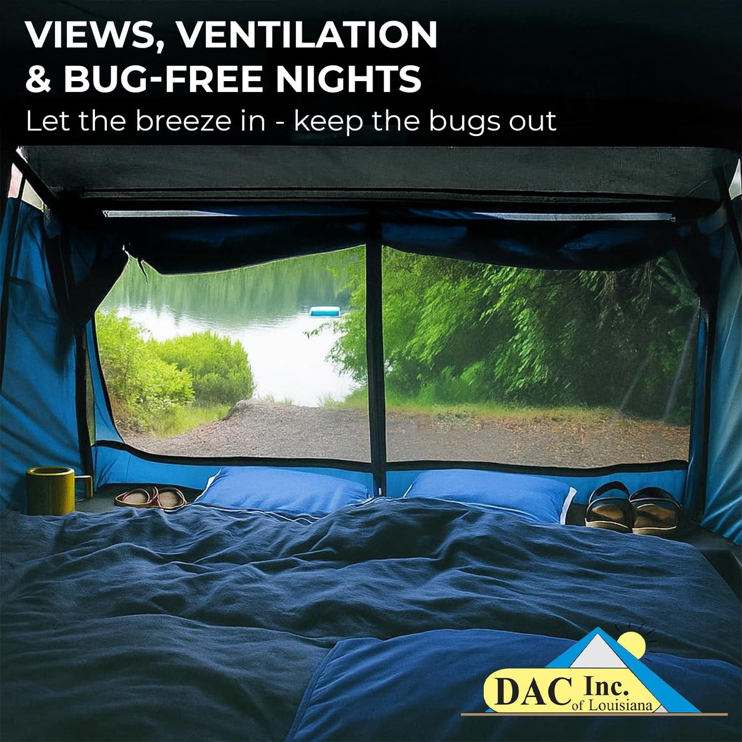DAC Mid-Size Truck Tent – Easy-Setup Vehicle Tent for Pickups with Camper Tops – Fits High-Back & Flat-Back Trucks – Weatherproof, Lightweight