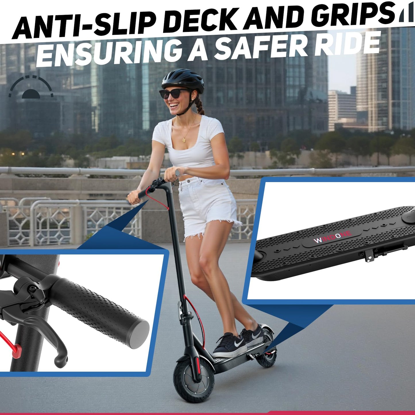 Windone Electric Scooter for Adults – 19MPH, 17-Mile Range, 430W Peak Motor, Foldable Commuter E-Scooter with 10" Shock-Absorbing Tires & Dual Braking System (UL 2272 Certified)