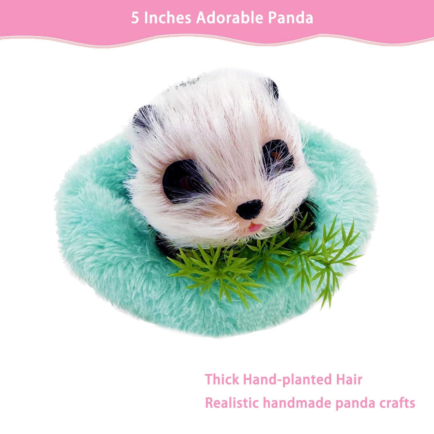 VOLOBE Silicone Panda, 5 Inches Soft Mini Realistic Animal Toy as Silicone Piglet Companion with Sleeping Pad Accessories for Kids Boy Girl Birthday (Panda)