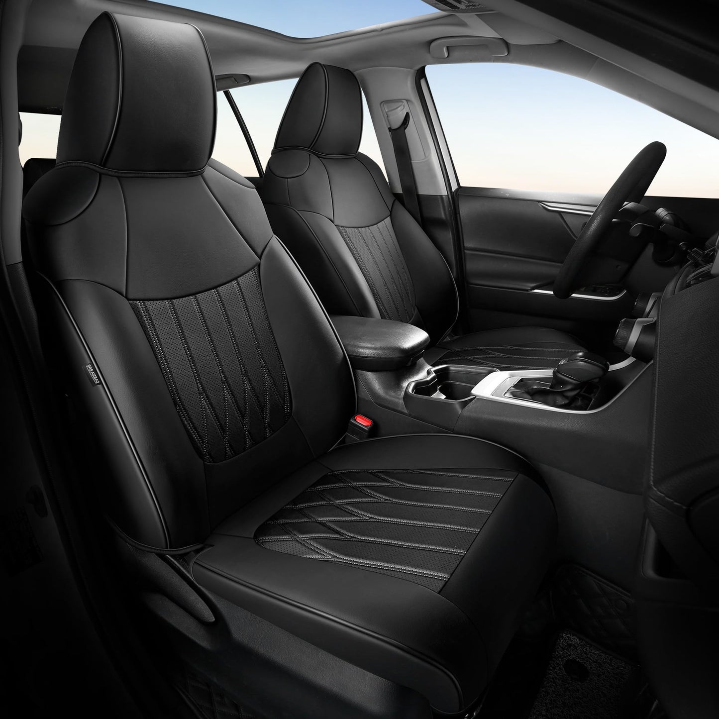 FEINEPRO RAV4 Seat Covers for Toyota RAV 4 2019 2020 2021 2022 2023 2024 2025 LE XLE Limited XLE Premium Gas (not for Hybrid) Faux Leather Car Seat Covers Full Set - Black