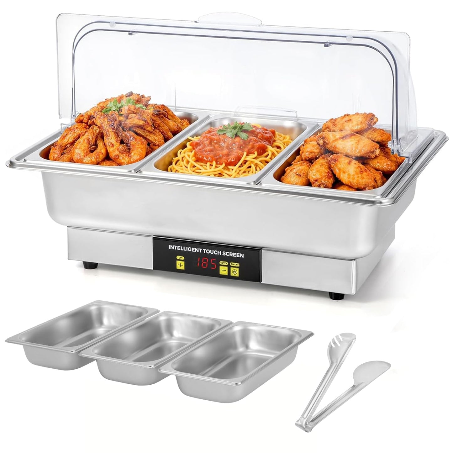 Dyna-Living Electric Chafing Dishes for Buffet, 9.5QT 1/3 Size Pan Chafing Dish Buffet Set 600W Electric Buffet Servers and Warmers with Temp Control Display Food Warmers for Parties Catering Buffet