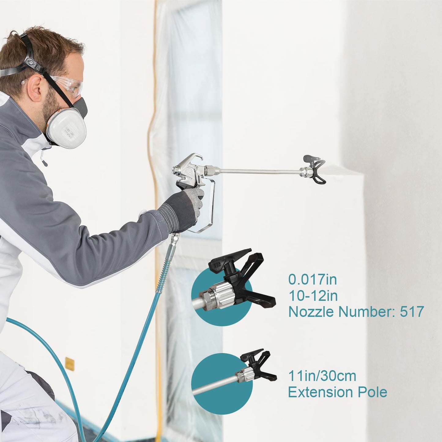 750W Airless Paint Sprayer, 3300 PSI Stand Airless Sprayer, High Efficiency Electric Paint Sprayer for Up to 10 Gallon DIY Painting Projects House Exterior Fence Deck