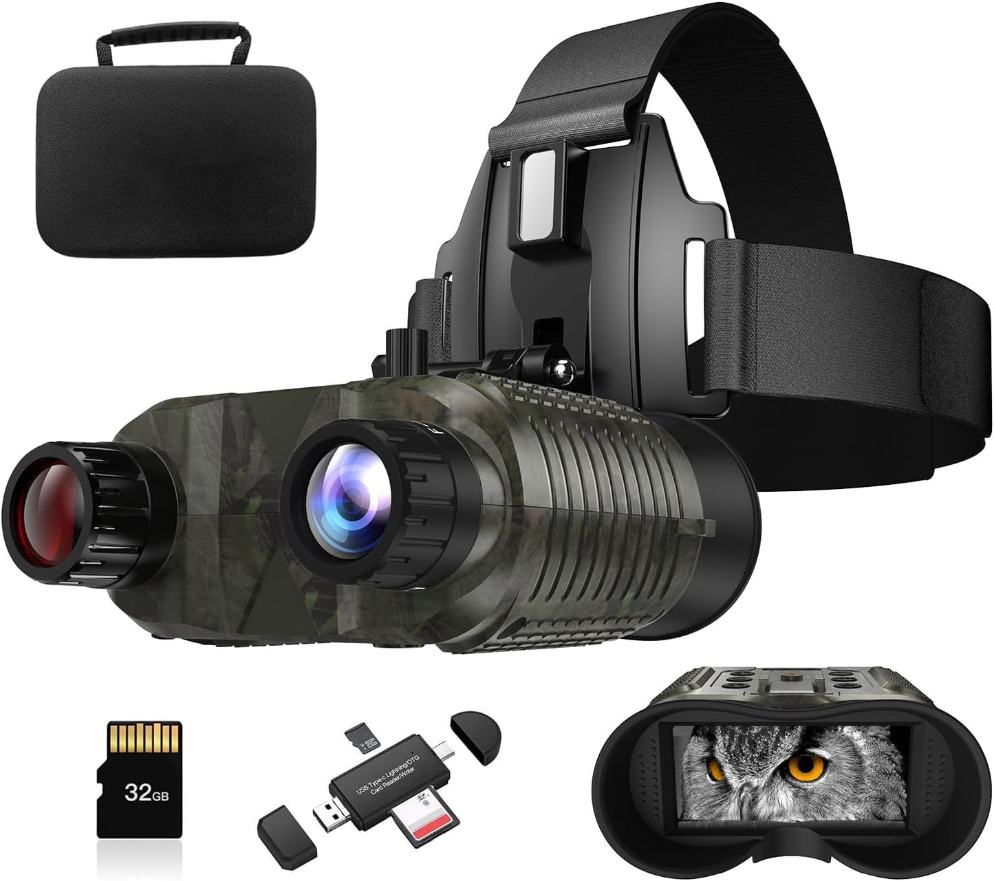 [2025 Upgrade] 4K Head-Mounted Digital Infrared Night Vision Goggles for Adults, with 3" Screen 1312FT Compatible with Fast MICH Helmet for Long Range Airsoft Military Hunting Tactical Gear