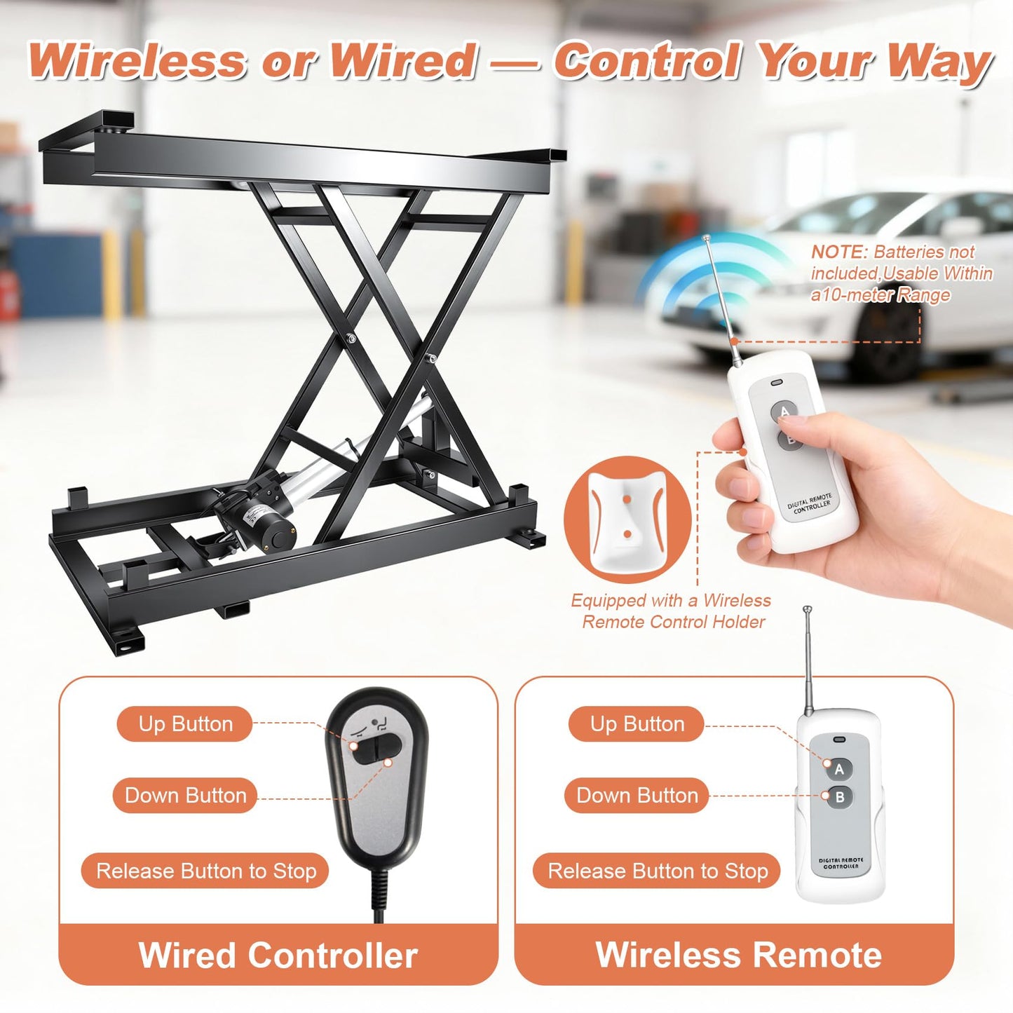 Electric Scissor Lift Table 280LBS Capacity, 7.1-26.4 in Adjustable Height Lifting Platform with Wired/Wireless Remote, for Working Platform, Computer Desk, Material Handling & Transportation