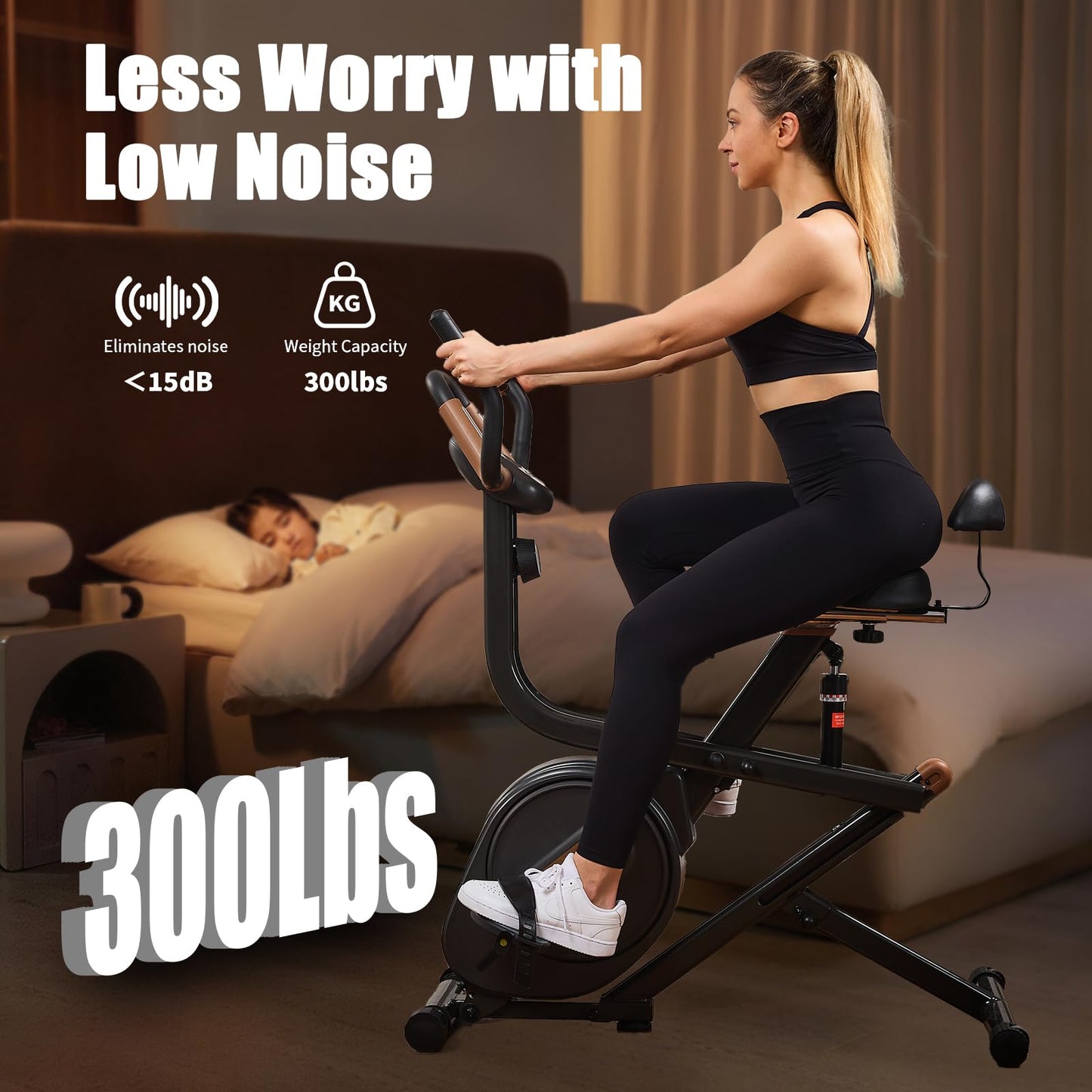 3 in 1 Exercise Bike,Squat Machine,Adjustable Magnetic Resistance Stationary Bikes for Home with App Compatible,Low Noise Indoor Cycling Bike with 300lbs Weight Capacity,Home Workout Machine