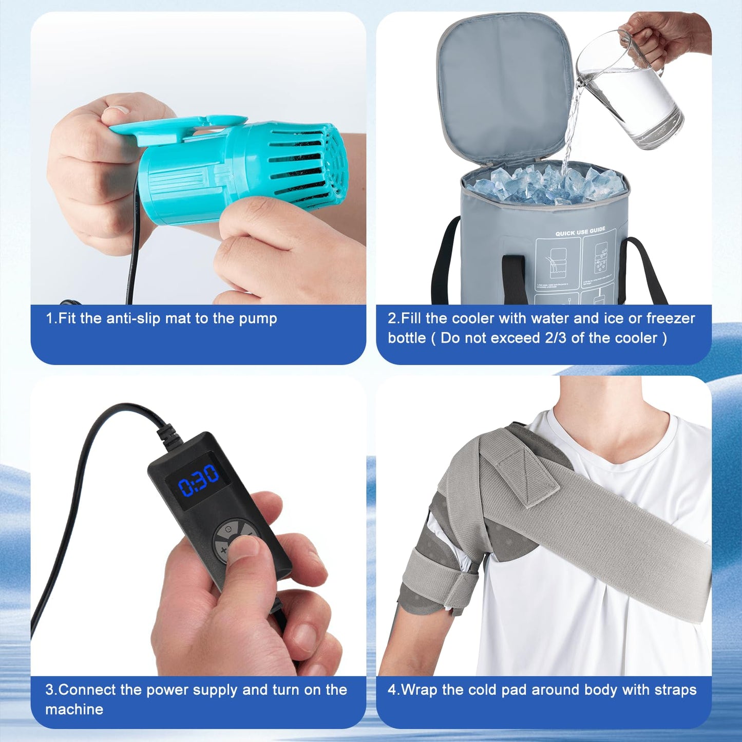 Portable Ice Machine for Shoulder After Surgery, 10 Quart Rotator Cuff Cold Therapy Machine with Programmable Timer, Home Cryotherapy System for Shoulder Replacement Post-Surgery Swelling, Sprains