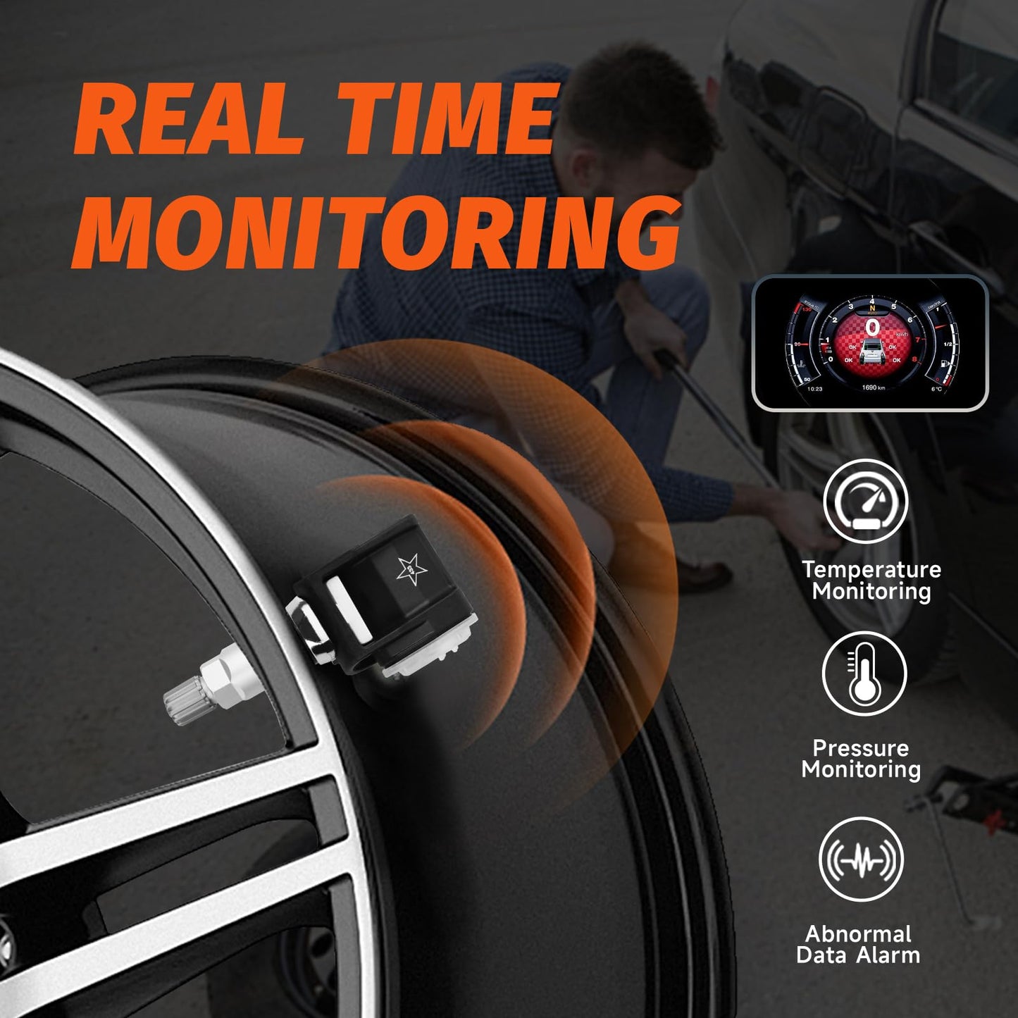 ATURMC Set of 4 TPMS Sensor Tire Pressure Monitoring Sensor 433MHz Compatible with BMW X3 X4 X5 Replaces# 6887140