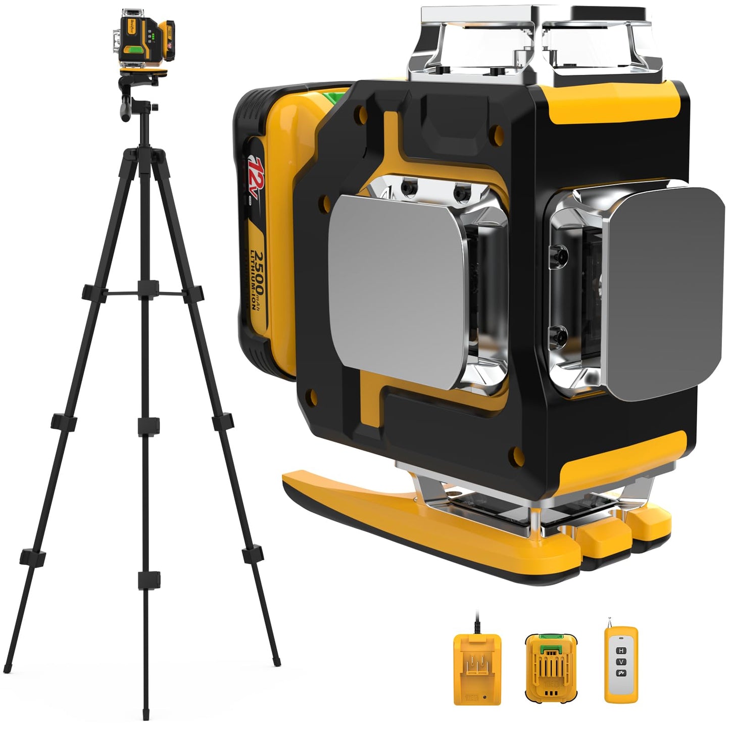 Laser Level 360 Self Leveling with Tripod,DEGLASERS 4x360 Green Laser Level with 12V Rechargeable Battery(40 Hrs),Remote Control, Magnetic Rotating Stand,Hard Carry Case for Construction