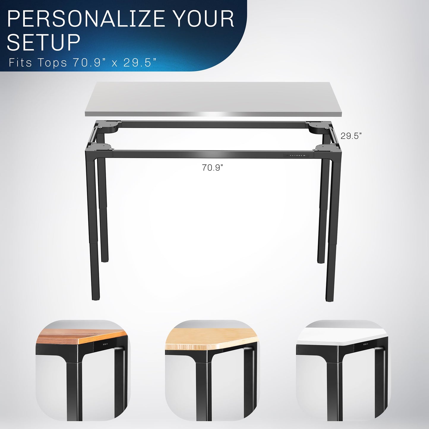 VIVO Premium Electric 4-Leg Quad Motor Standing Desk Frame for 71 x 30 inch Table Tops, Memory Controller, Frame Only, Black, DESK-F10B