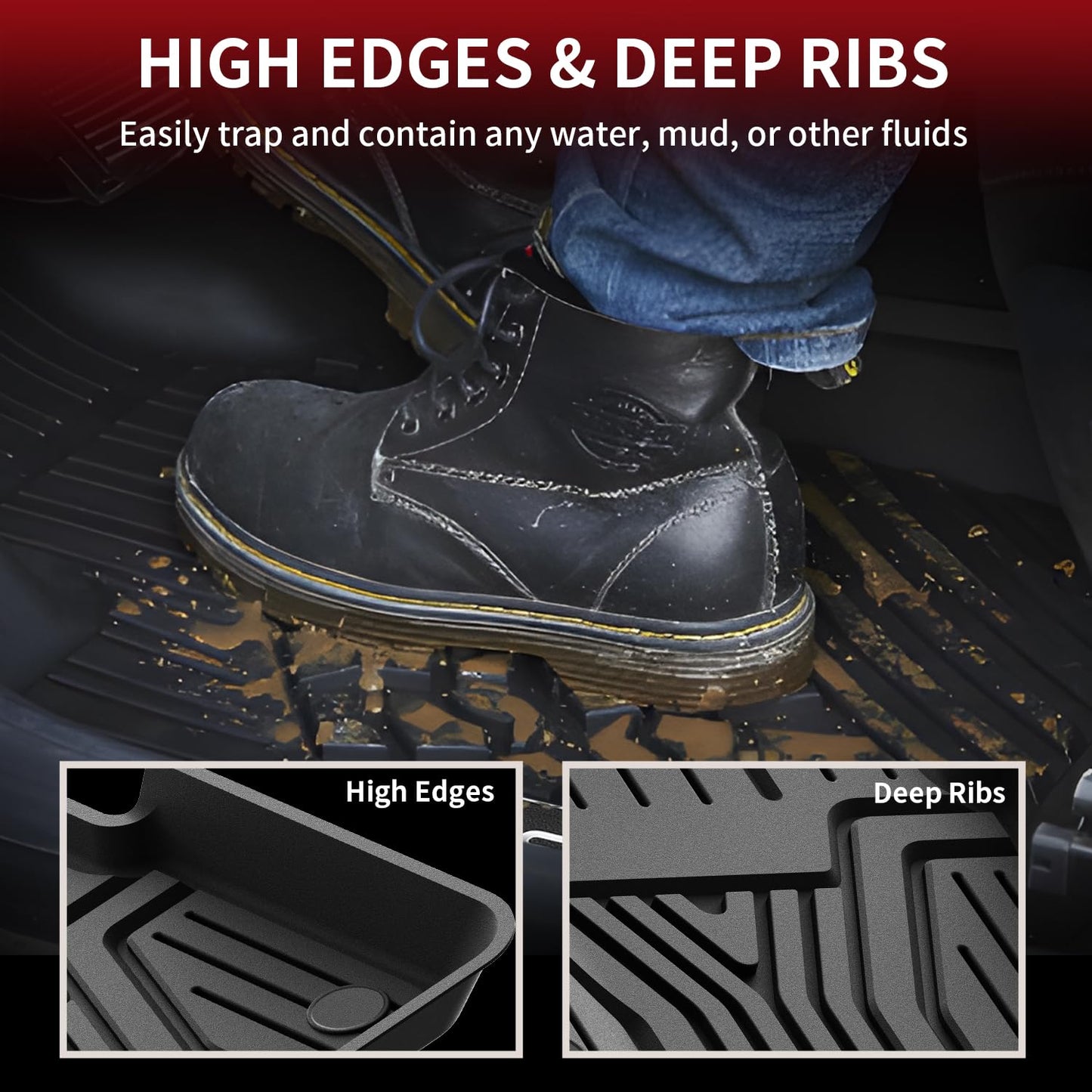 LASFIT Floor Mats for Honda Civic Sedan 2016-2021 & Hatchback 2017-2021 & Coupe 2016-2020, All Weather TPE Custom Fit Floor Liner, 1st & 2nd Row, Black