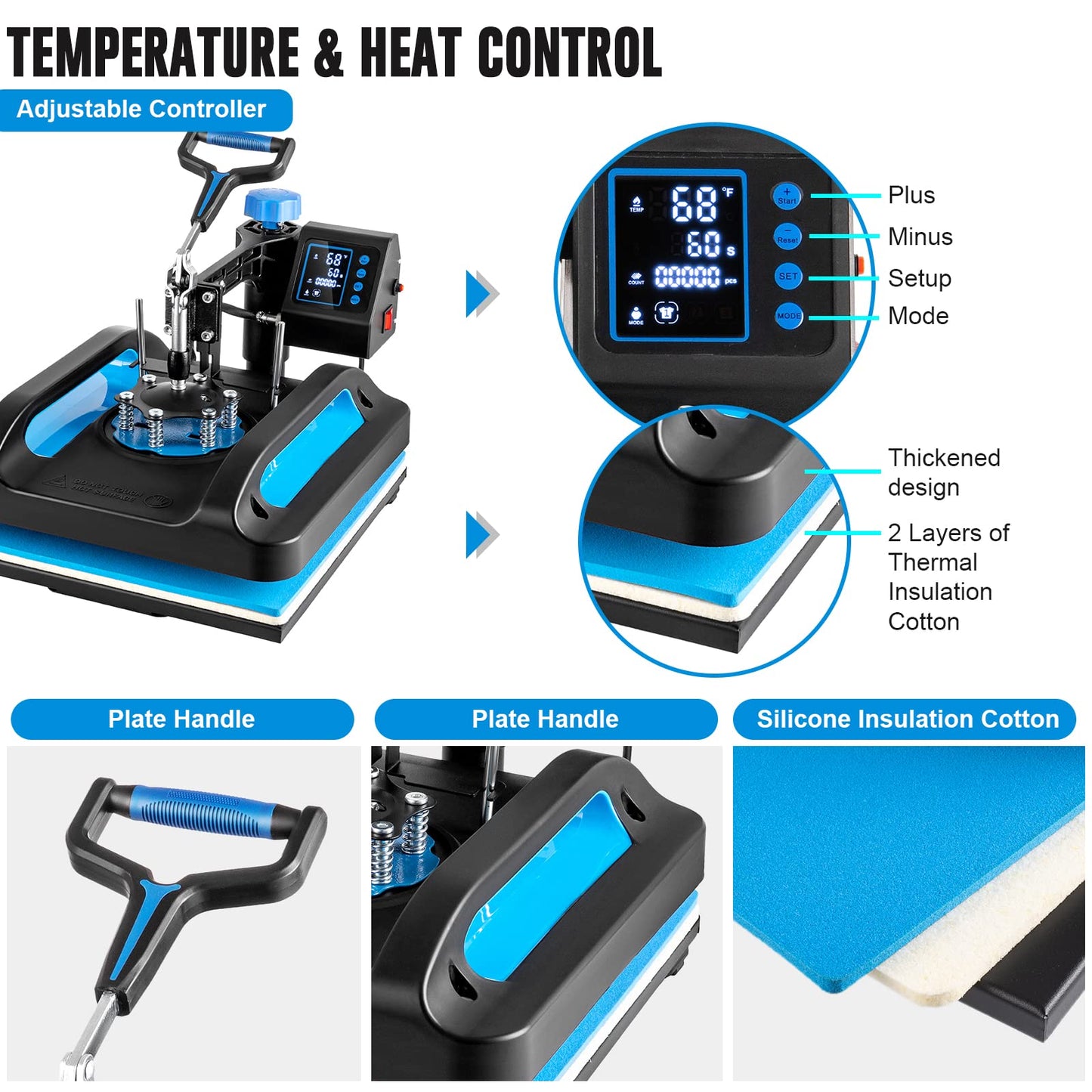 Topdeep Pro Heat Press 15x15 Inch, 8 in 1 Heat Press Machine with 30 OZ Tumbler Press, Swing Away T Shirt Pressing Machine, Combo Tumbler Heat Press Machine Sublimation for T-Shirt Hat Cap Mug Plate