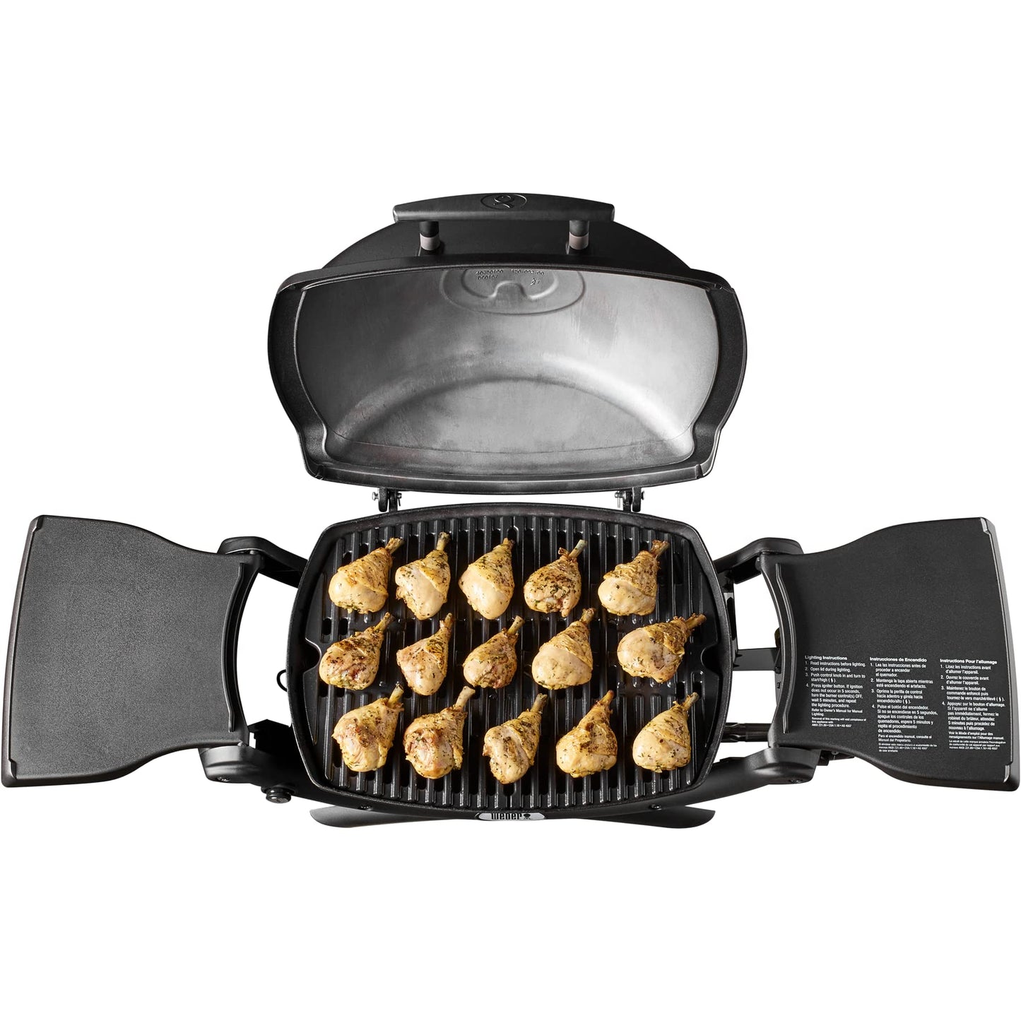 Weber Q1200 Liquid Propane Portable Gas Grill, Titanium – 1‑Burner Travel and Camping Grill with Cast‑Iron Grates & Electronic Ignition (8,500 BTU Burner)