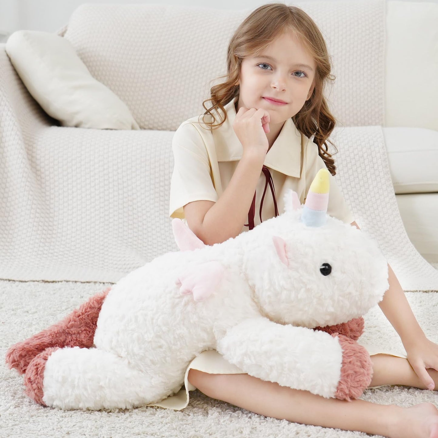 YGZE Weighted Unicorn Stuffed Animal – 24 Inch, 4 lb Calming Plush Toy for Girls and Kids, Soft and Huggable Gift for Birthdays and Holidays