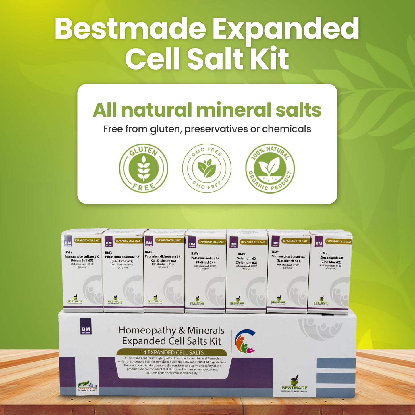 Bestmade Expanded Cell Salt Kit - 14 Additional Cell Salts for Cellular Detox, Nourishment & Targeted Natural Care, Trusted Homeopathic Remedies, 14 Bottles, 350 Pellets Each