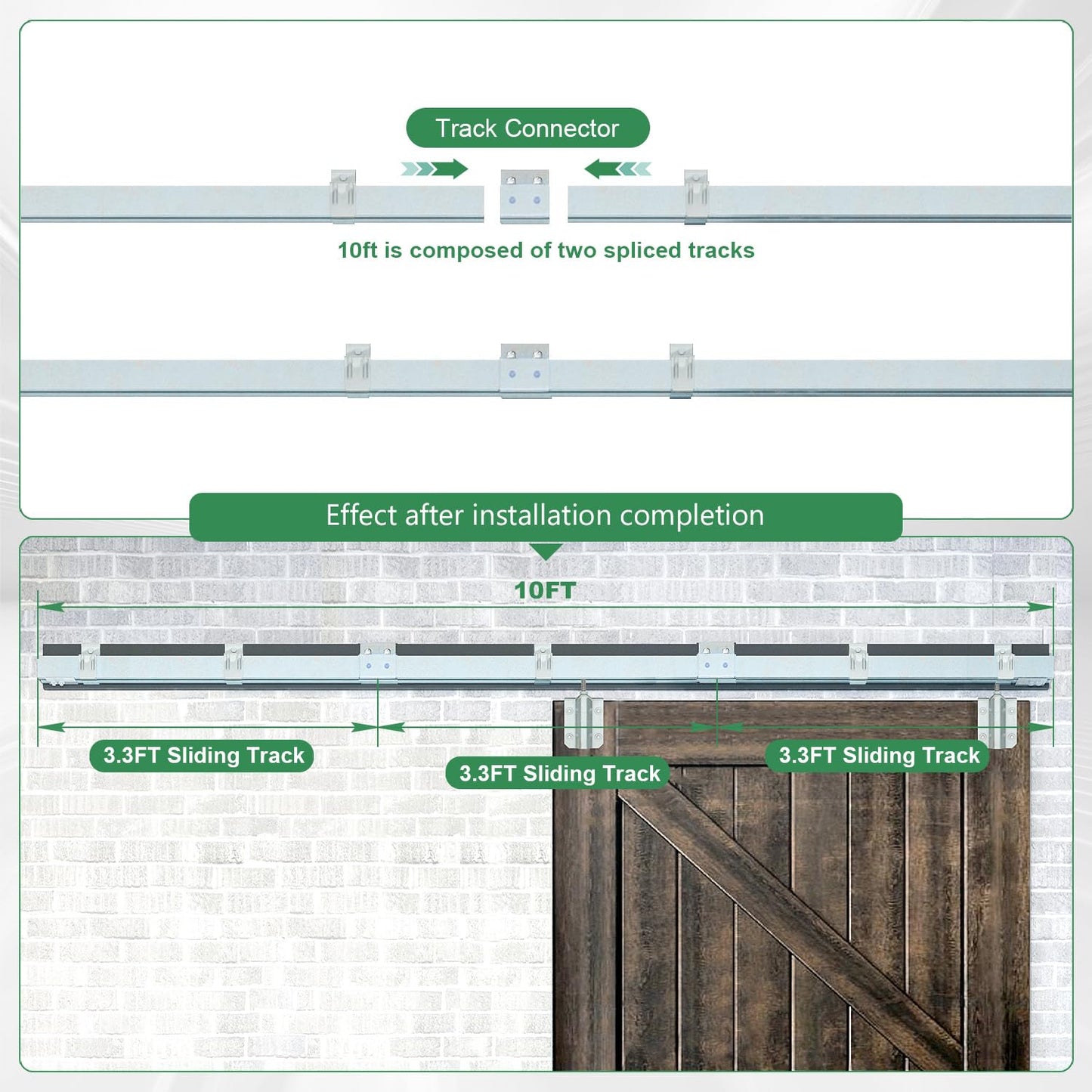 DIYHD 10FT Galvanized Steel Exterior Sliding Barn Door Hardware Kit, 10ft Wall Mount Heavy Duty Box Track for Outdoor, Fit Max Door Width 60in, MAX Load 300 lb (No Door)