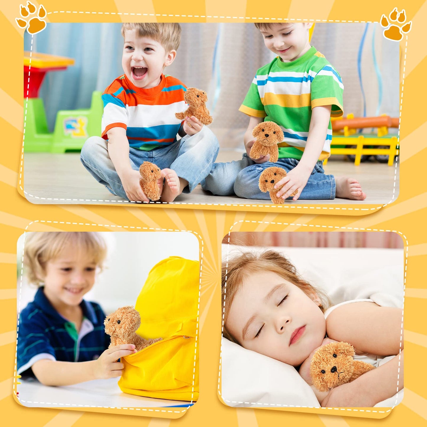 HyDren 30 Pcs 4.72 in Puppy Dogs Stuffed Animals Bulk Adopt a Puppy Mini Stuffed Plush Soft Puppies Dog Fluffy Plush Animal for Kids Baby Girls Boys Birthday Gifts Indoor Adoption Event(Light Brown)