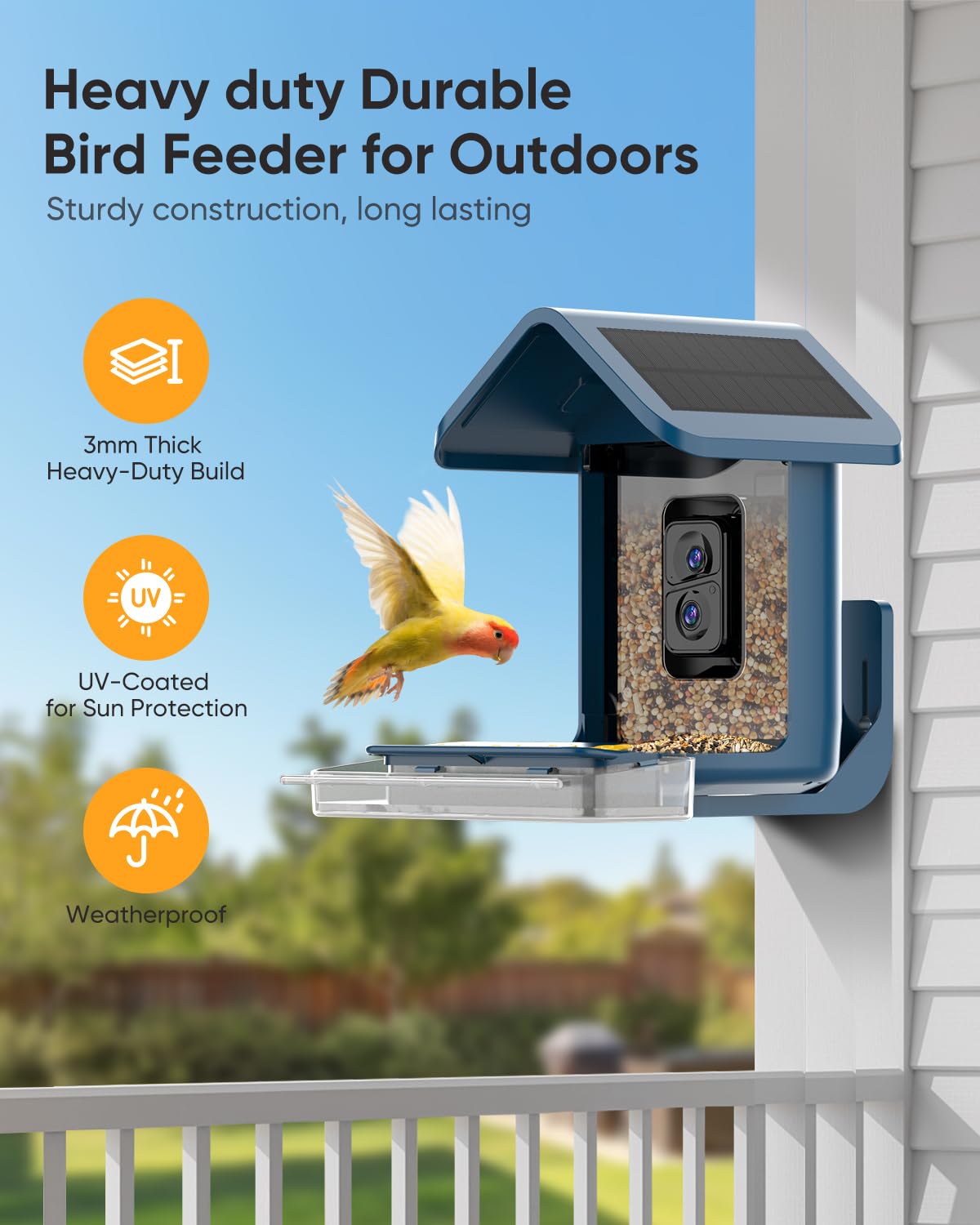 Bird Feeder with Camera Solar Powered : Smart Camera Bird Feeder 2K Live Feed Cam for Outdoor Backyard - Ai Identify Auto Capture Videos Pictures, Gifts for Birdlover Mom Dad, 2.5GHz WiFi