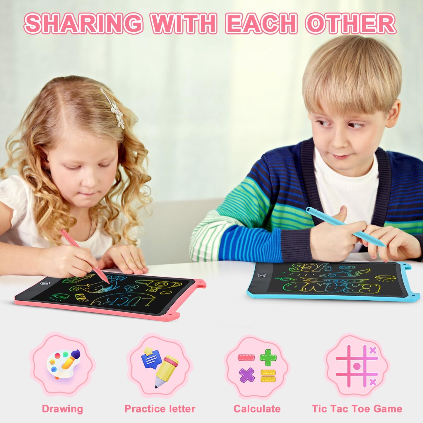cimetech Toddler Girl Gifts, LCD Writing Tablet 2 Pack, Kids Toys for 3 4 5 6 Year Old Boys, 8.5 Inch Drawing Pad Painting Coloring Books, Travel Essentials Activities, Birthday Gifts Toddler Age 1-3