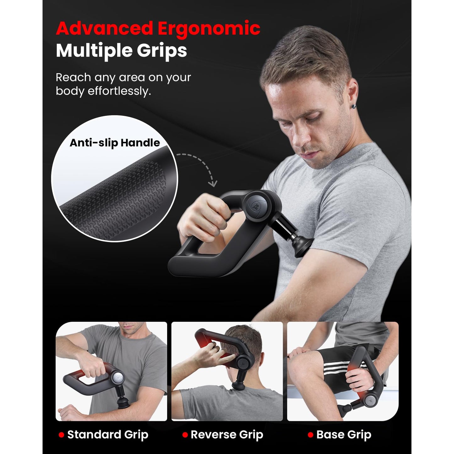 BOB AND BRAD D5 Ultra Massage Gun with Red Light Infrared Heat Head, FSA-HSA Eligible, 13mm Deep Tissue Percussion Muscle Massager, Ergonomic D-Handle for Effortless Pain Relief & Athlete Recovery