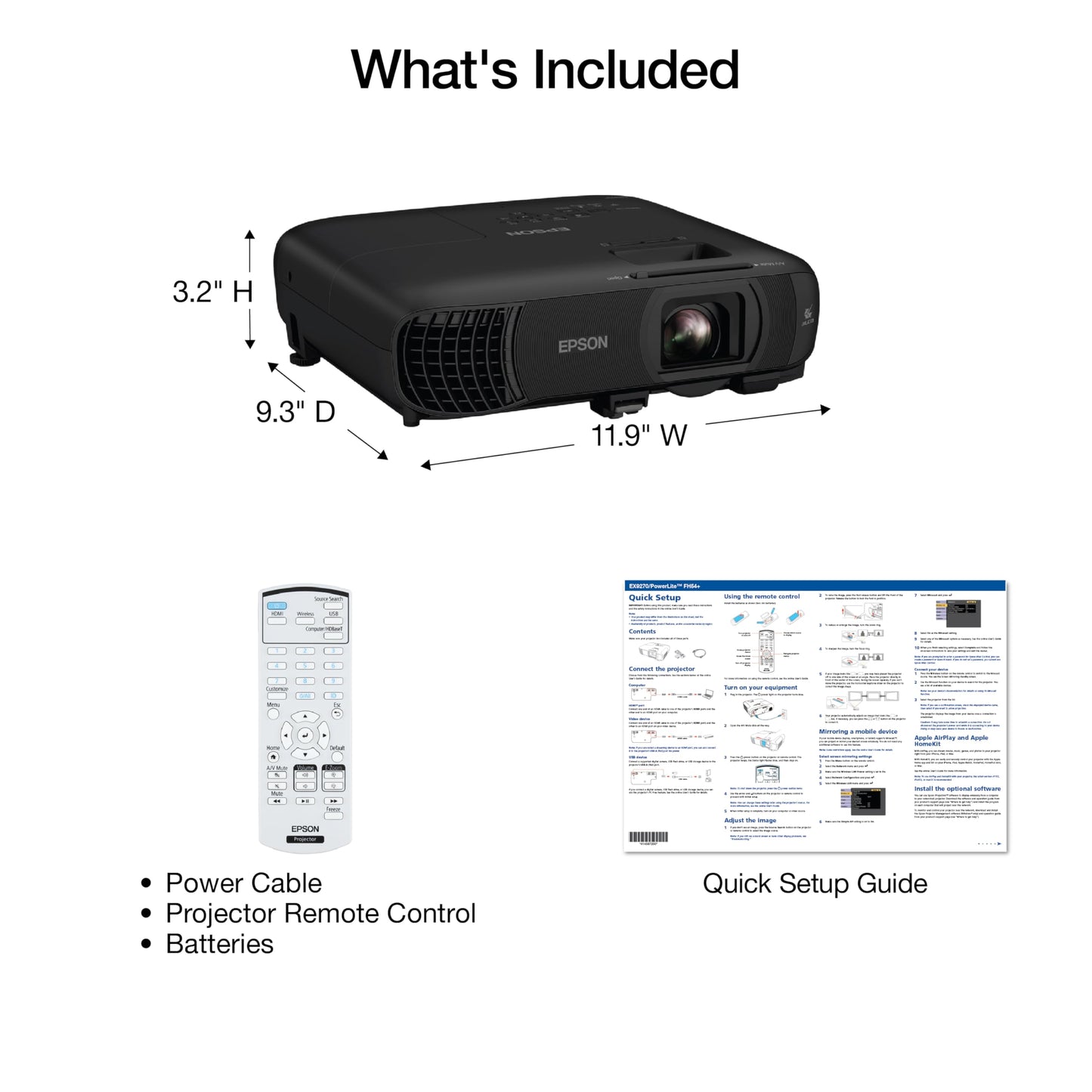 Epson Pro EX9270 Wireless 1080p 3LCD Projector 4,100 Lumens Color and White Brightness, Apple AirPlay, Miracast, Stream from Phone or Laptop, 2 HDMI Ports, 1.6x Optical Zoom, Built-In Speaker