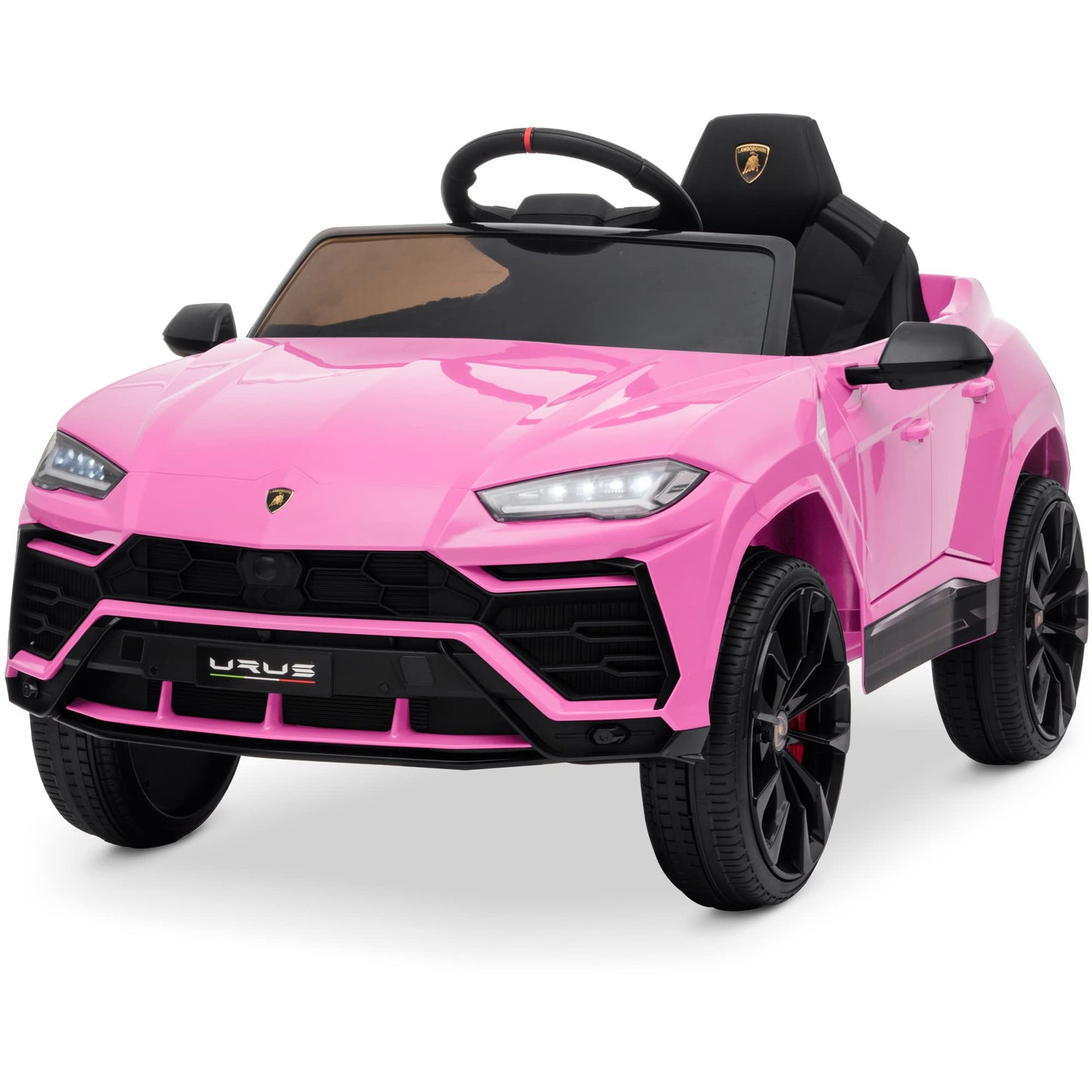 Kidzone Ride On Car 12V Lamborghini Urus Kids Electric Vehicle Toy w/Parent Remote Control, Horn, Radio, Port, AUX, Spring Suspension, Opening Door, LED Light - Pink