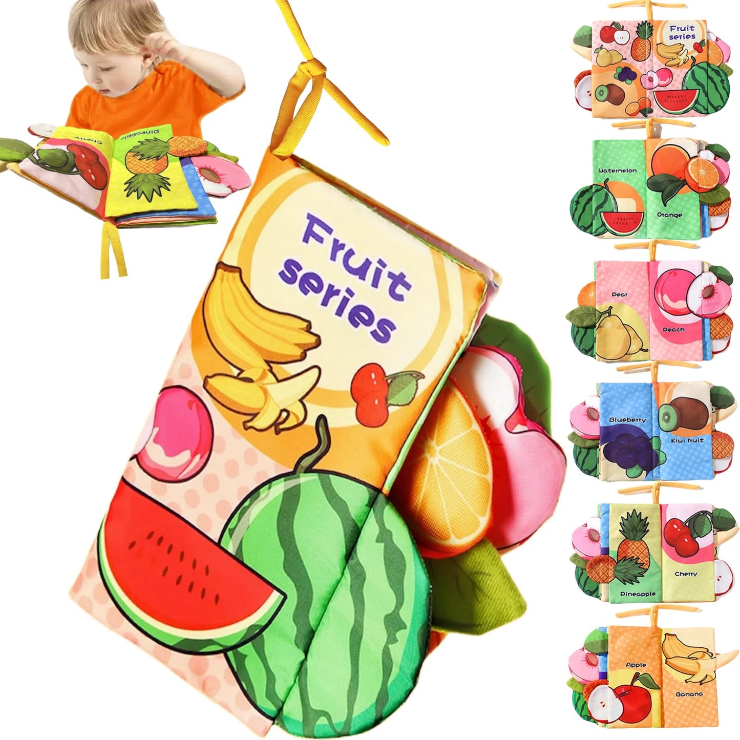 chochumy Baby Books Infant Cloth Toy, Tummy Time Crinkle Touch Feel and Stroller Hanging Car Seat Toys for Infant 0-2-3-4-5-6-7-8-9-12 Months, Newborn Boy Girl Shower Gifts Easter Basket Stuffers