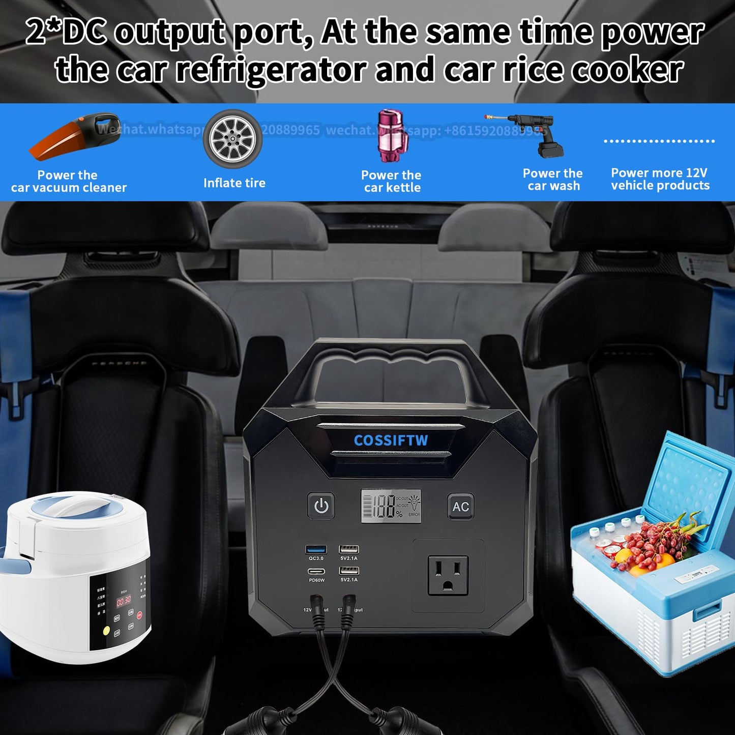 COSSIFTW 10000A Heavy Duty Jump Starter AC 200W Generator 130wh Jump Booster PD 60W Two-Way Fast-Charging The Most Multi Functions & Heavy Duty Jump Starter (Apply for All Cars & Trucks)