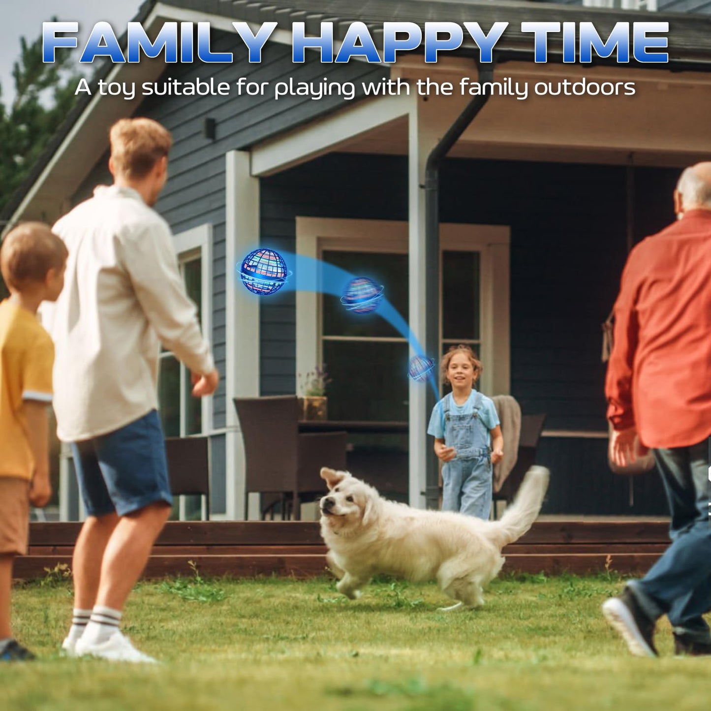 2026 Flying Orb Ball Toy - Christmas Cool Novelty Gift Hover Ball Galaxy Boomerang Hand Drone Magic Floating Balls Orbit Mini Outdoor Fidget Toy Stocking Stuffer for Kids Boys Girls Teens (Blue+Pink)