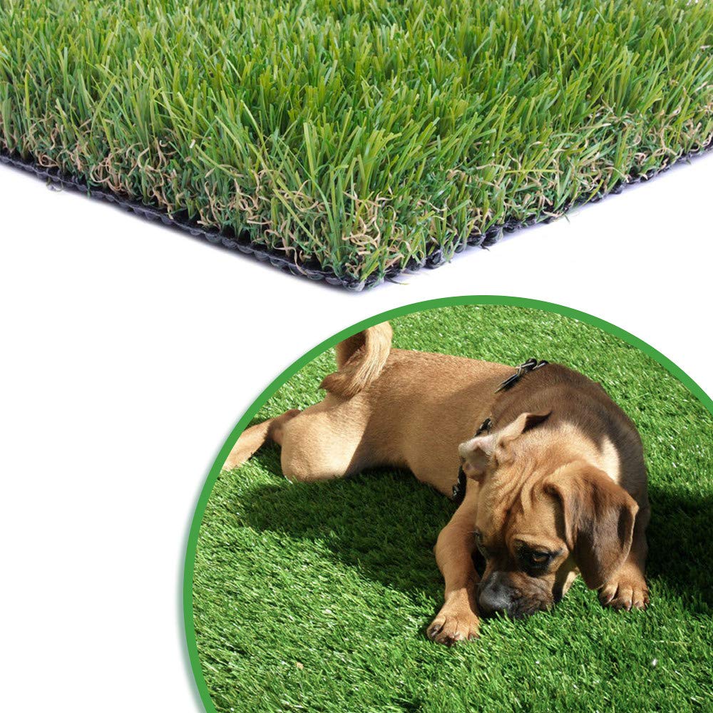 WarmShe Artificial Grass Turf 12FTX20FT,1,38inch 4 Tone Realistic Synthetic Thick Fake Faux Grass Rug Astroturf Carpet Landscape for Dogs Indoor Outdoor Garden Lawn Mat, with Drainage Holes
