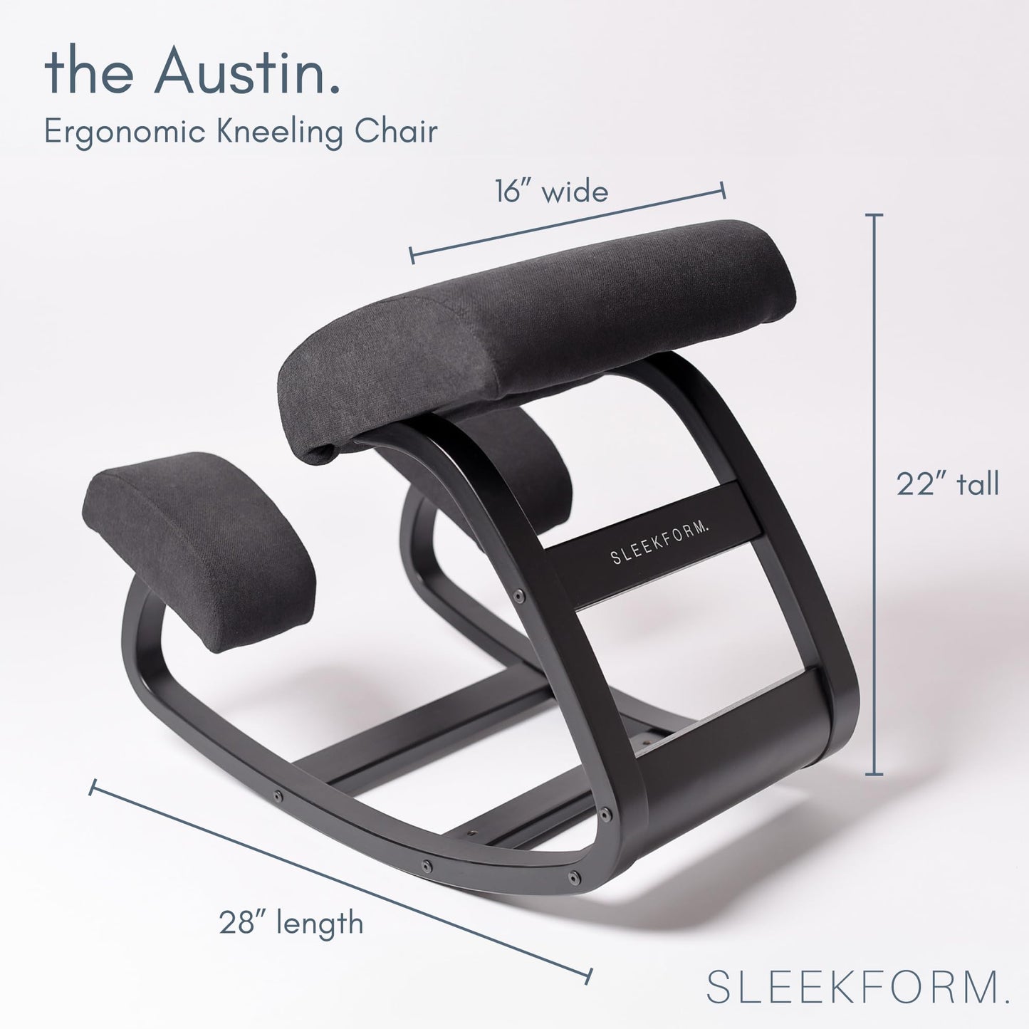 SLEEKFORM Ergonomic Kneeling Chair - Rocking Balancing Wood Knee Stool | Posture Correcting for Bad Backs, Neck Pain & Spine Tension Relief | Orthopedic Balance Seat & Thick Comfortable Knees Cushions
