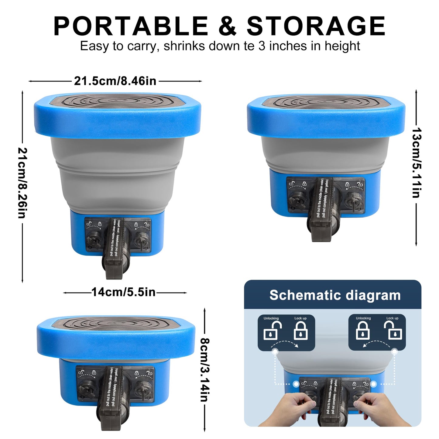 Collapsible Gel Ball Blaster Ammo Bucket, Portable Splatter Blaster Accessories, Splat Gel Gun Refill Container with Strainer, Large Capacity Water Beads Storage Tub Up to 10,000 Balls, for Ages 14+