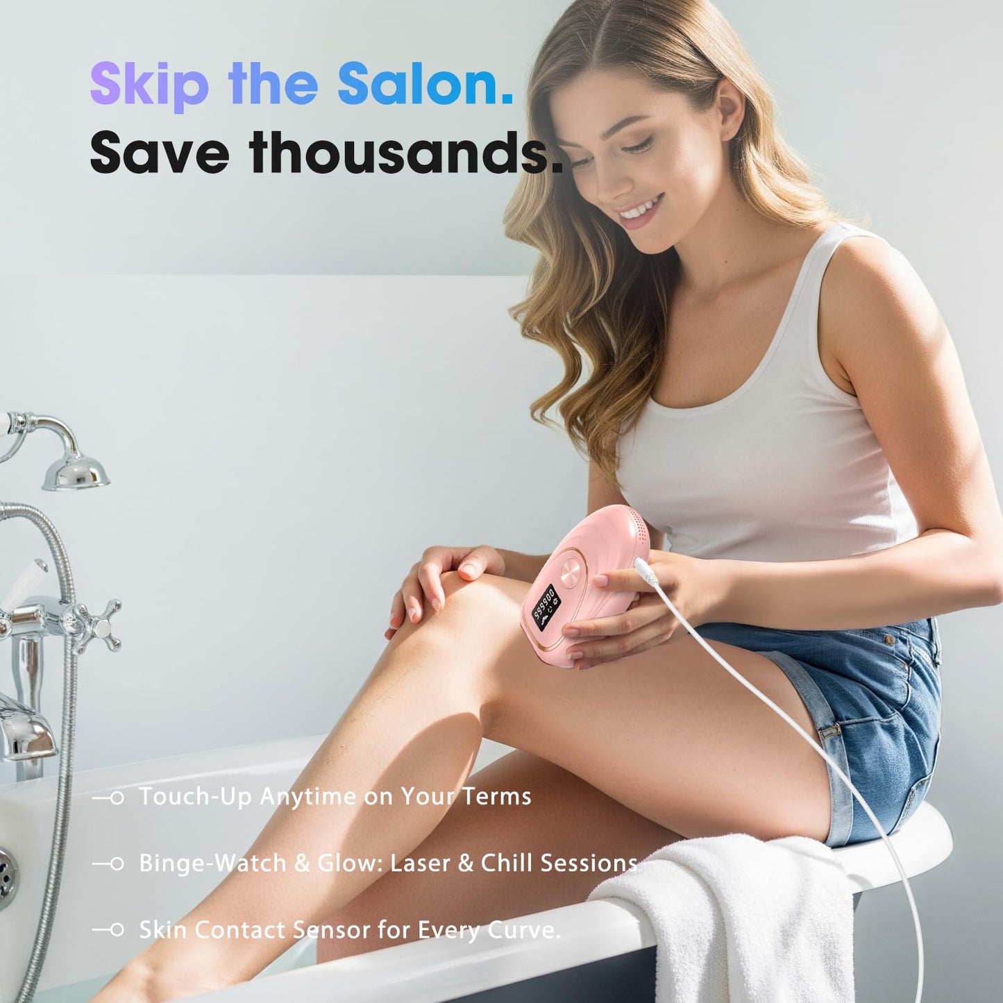 Oreeth Laser Hair Removal Device, at-Home IPL Hair Removal for Women & Men - Safe 45°F Ice-Cooling Contact for Painless & Long-Lasting Results, 86% Hair Reduction in 3 Weeks for Full Body, Hot Pink