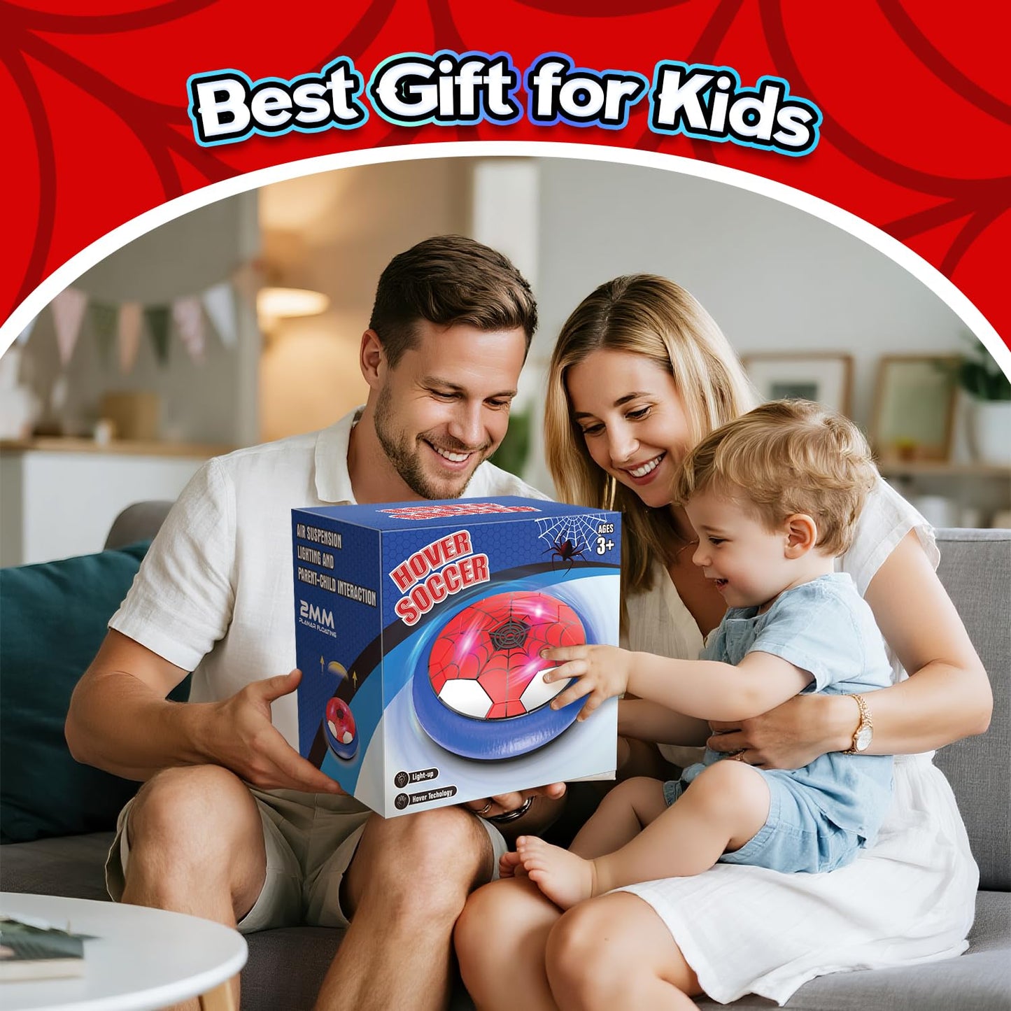 Thusine 2PCS Soccer Toys for Boys 4-6 Hover Soccer Ball Indoor Gifts for Kids Toys, Birthday for 4 5 6 7 8 9 10 Year, Football Toy Games Gift for Boys Age 6-8, 8-12 with LED Lights Foam Bumper