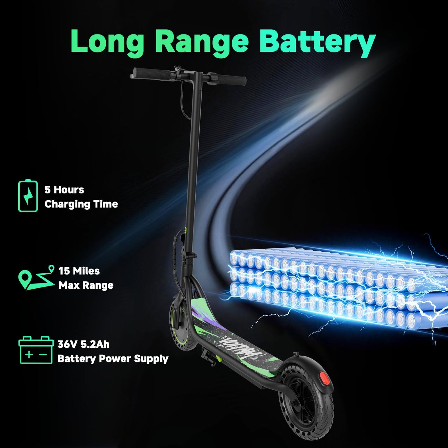 VOLPAM Electric Scooter Adult, 19 MPH & 15-21 Miles Range, 350W Motor, 8.5" Solid Tires, Lightwight Foldable E Scooter for Adults & Teens, with App Control, Curise Control, Dual Braking