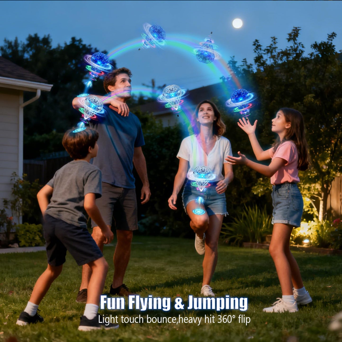 Magical Flying Ball,Flying Toy For Kids With Motion-Control & 3d Flip,Usb Rechargeable Cool Hover Bouncing Spinner Gift For Boys Girls Teens Ages 8 9 10 11 12 Years Old (Silver)