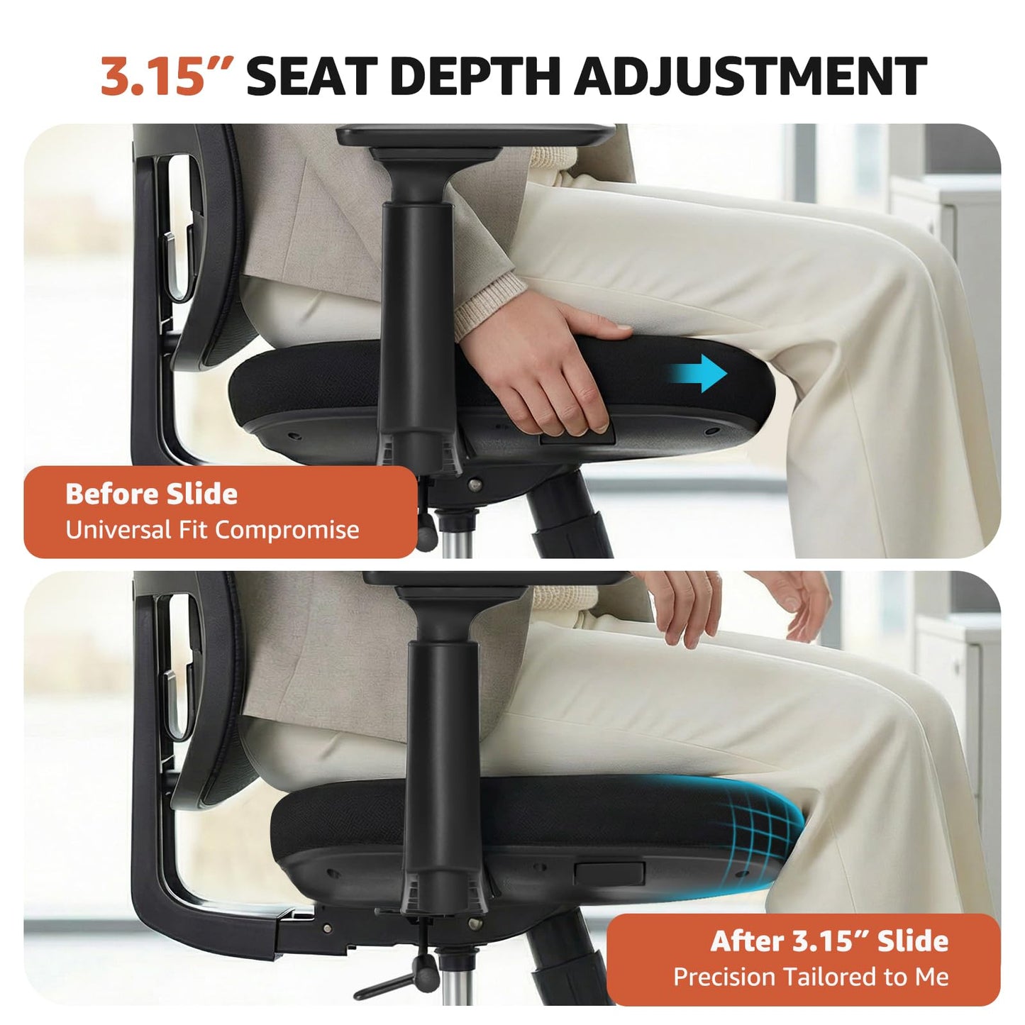 ErgoSift Office Chair Ergonomic Desk Chair,Home Mesh Chairs with Adjustable Lumbar Support, Comfortable Computer Gaming Chair, Office Chair for Long Hours (Black)