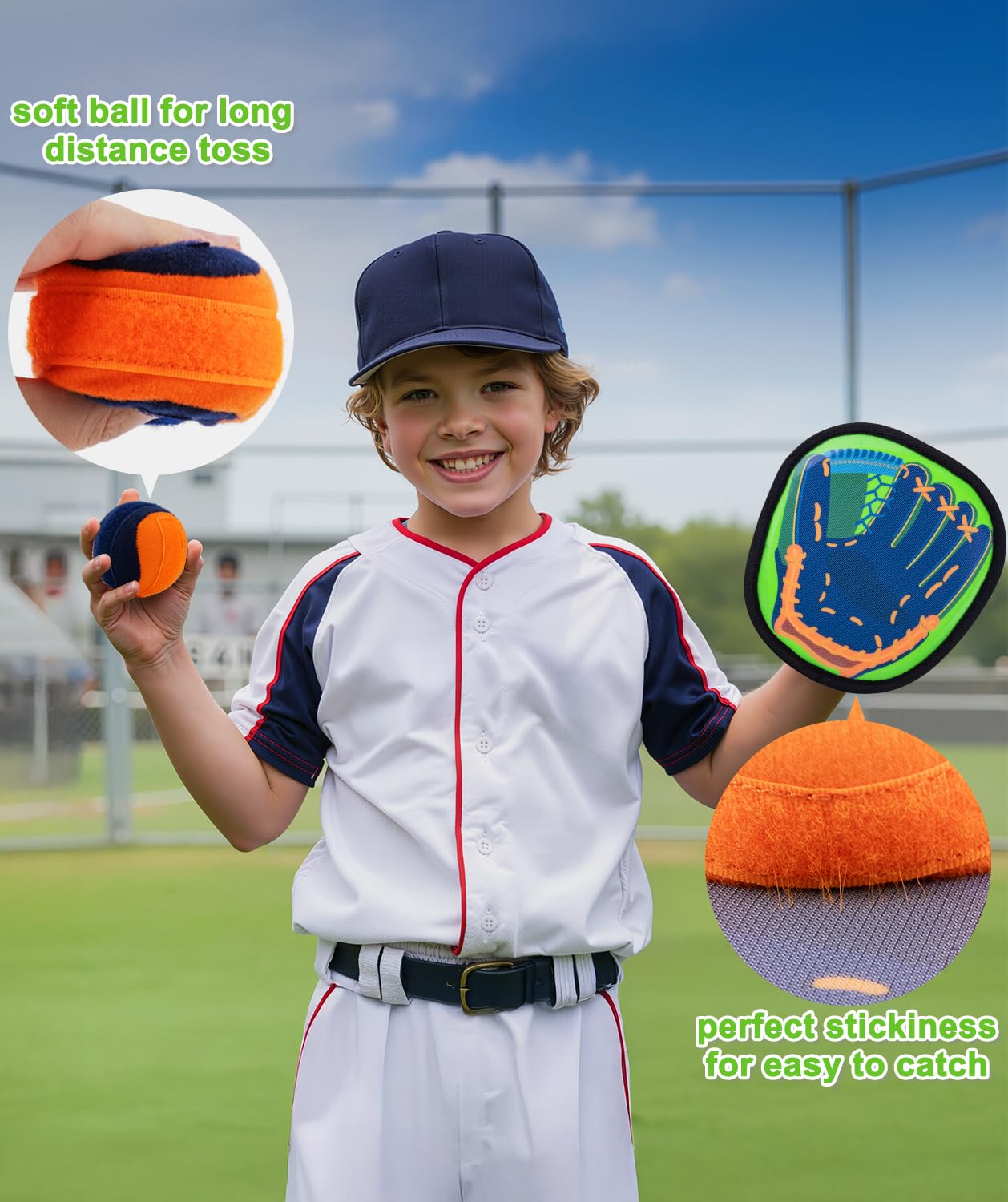 Qrooper Toss and Catch Ball Game Kids Toys for 3 4 5 6 7 8 Year Old Boys Girl Birthday Gift, Outdoor Games Yard Play Beach Pool Toys for Kids Age 4-8 8-12 Toddler Baseball Glove