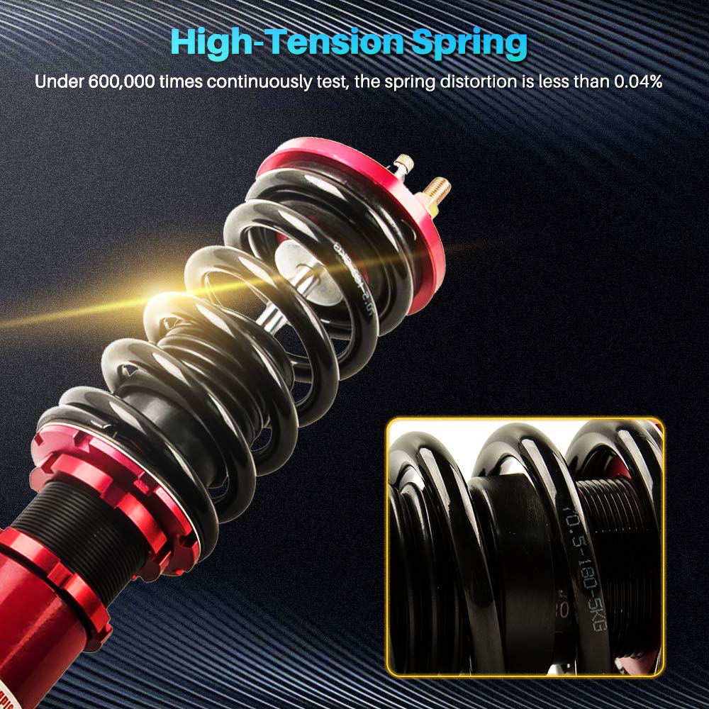 maXpeedingrods Coilover for Honda Civic 1988-2000, for Honda CRX 1988-1991, for Del Sol 1992-1995, for Acura Integra 1990-2001, 24 Levels Damper Adjustable Coilovers Suspension Lowering Kit, Red