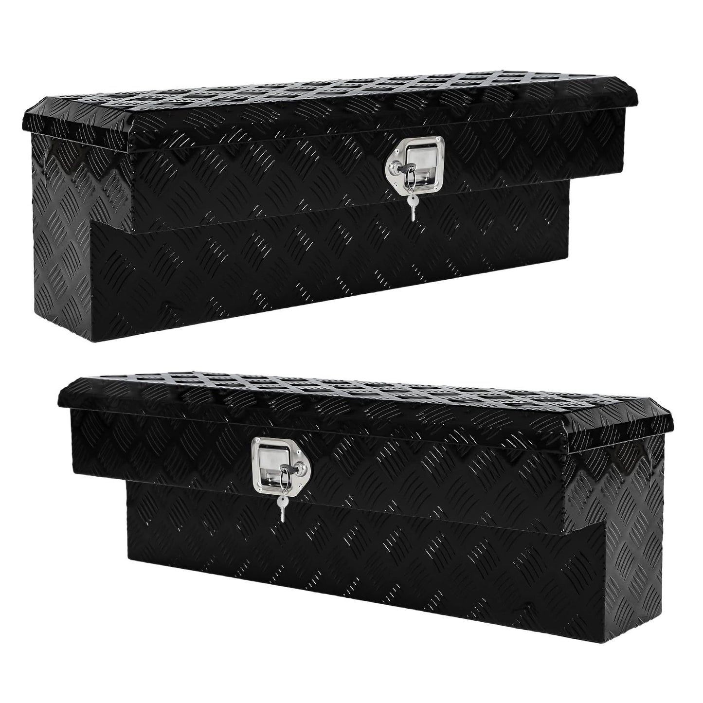 Vigorighter 36 Inch Side Mount Tool Box 2 Pack, 36"X12"X12" Aluminum Pickup Truck Side Tool Box Storage ToolBox with Lock and Keys, Black (Pack of 2)