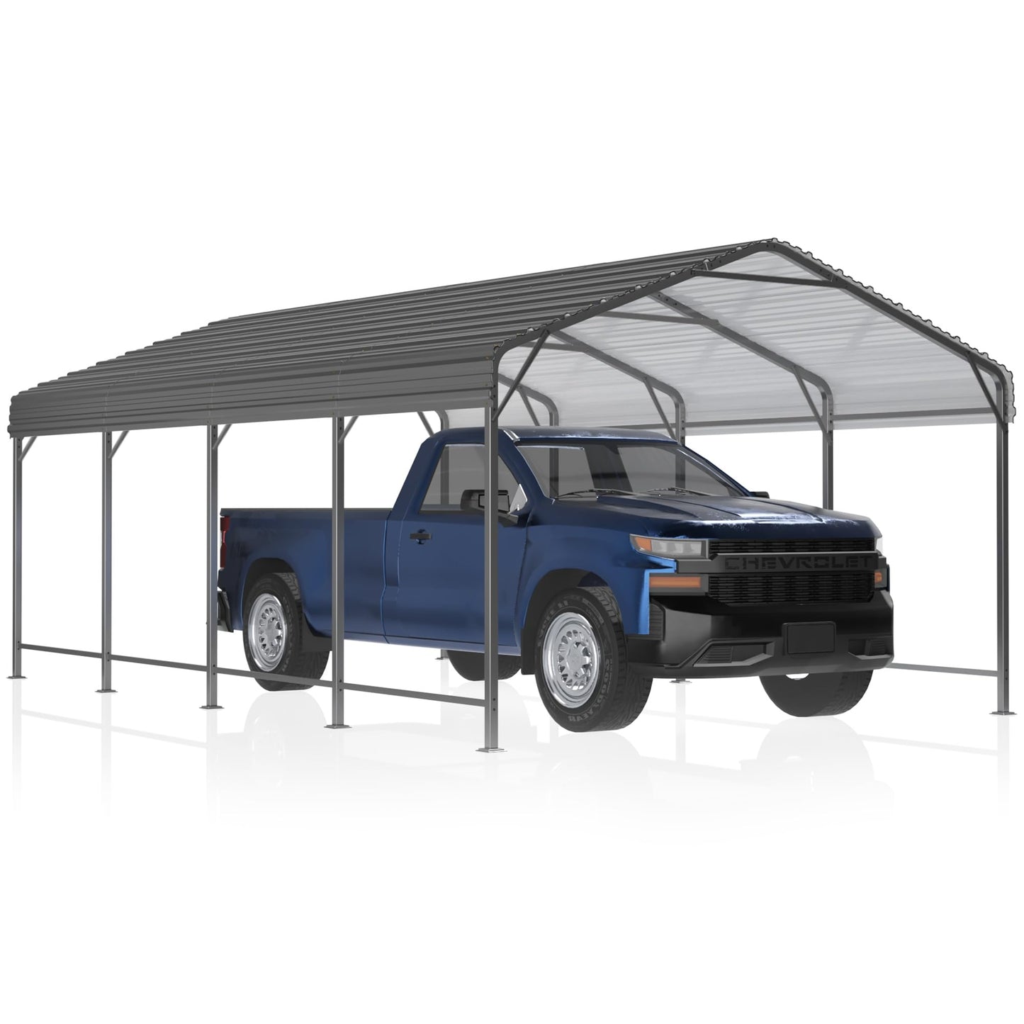 AIRWIRE 12x20 Metal Carport Carports with Enhanced Base Heavy Duty Garage Outdoor Galvanized Car Shelter for Car, Boats and Truck